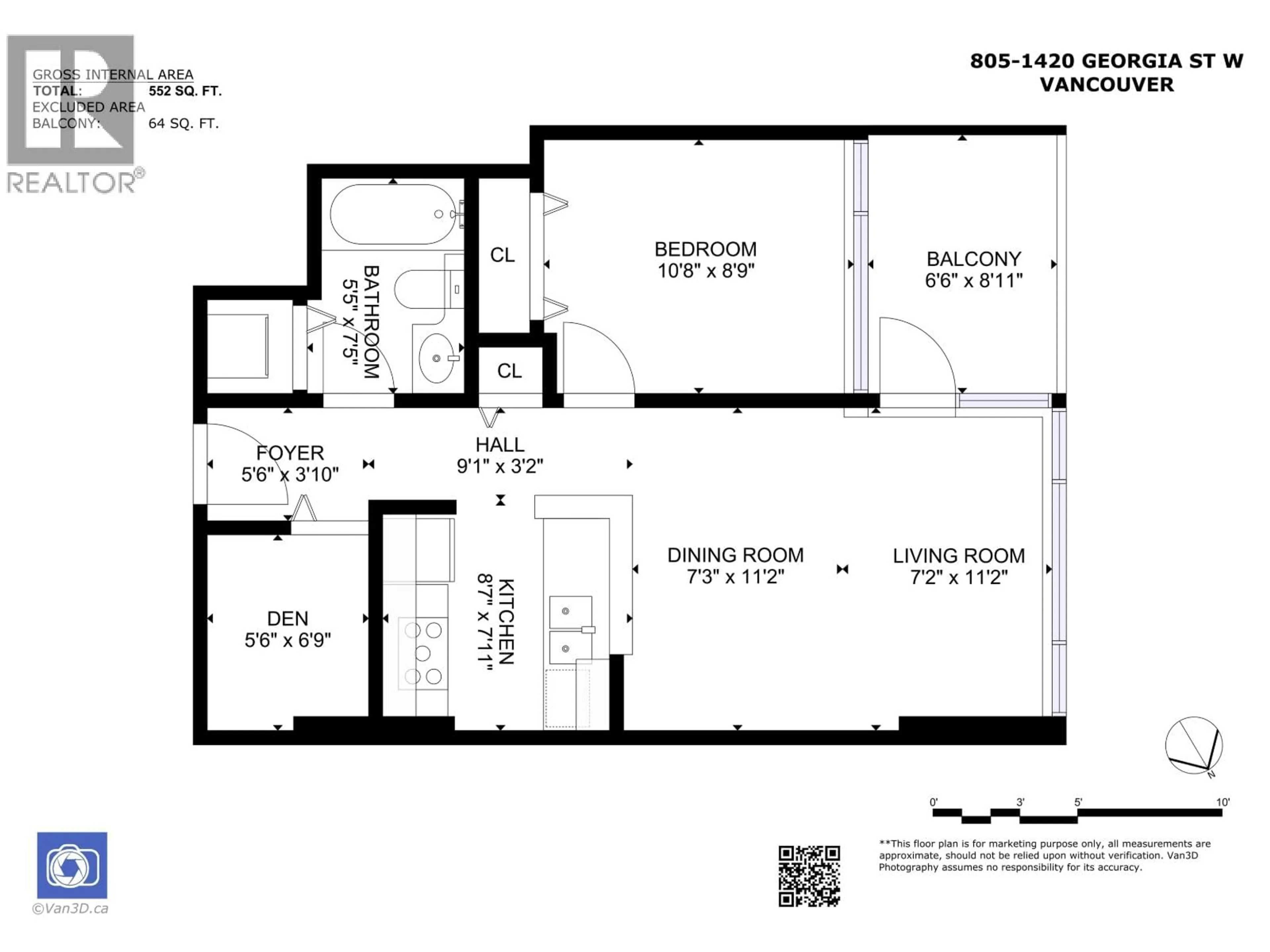 Floor plan for 805 - 1420 GEORGIA STREET, Vancouver British Columbia V6G3K4
