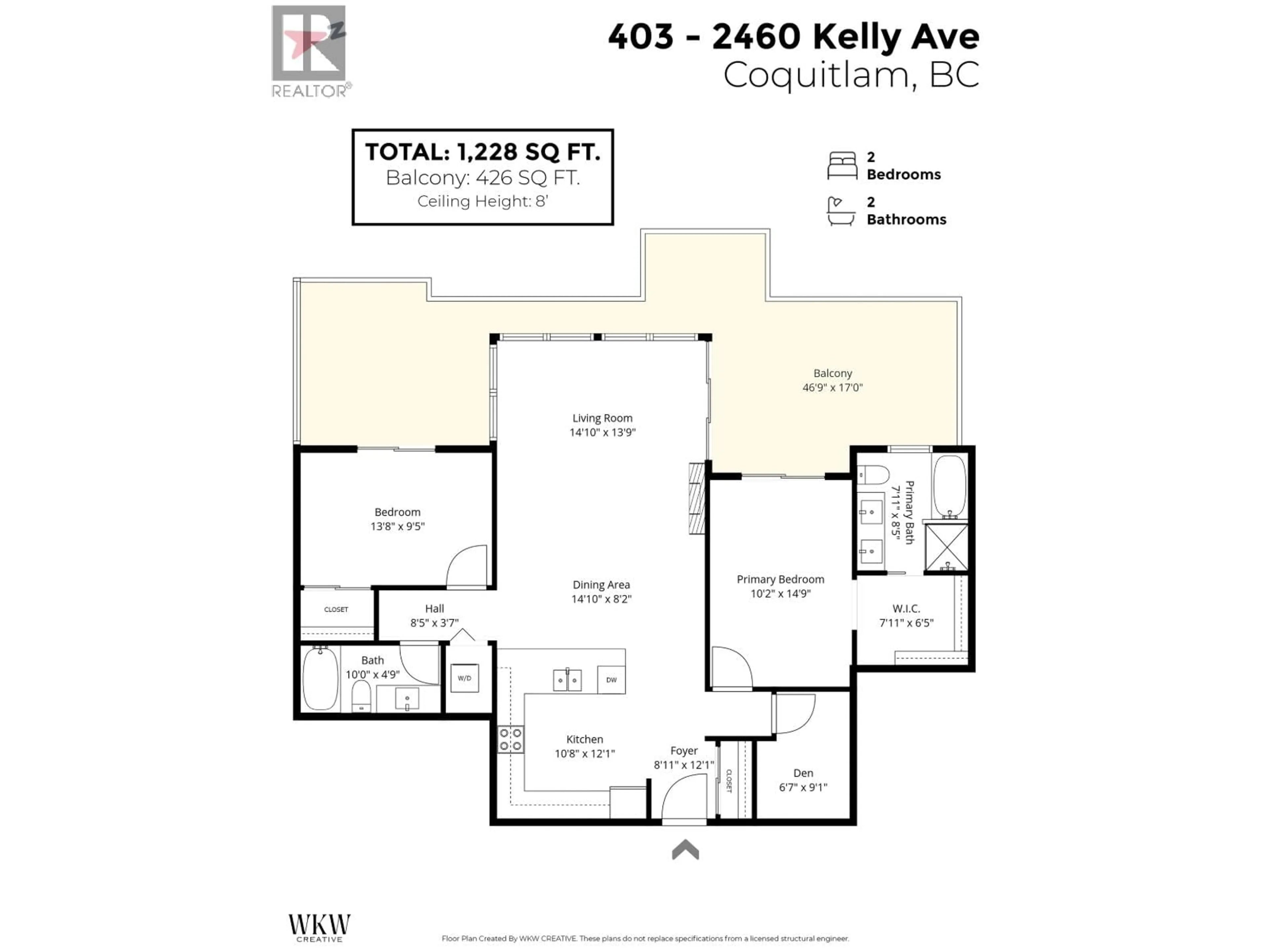 Floor plan for 403 - 2460 KELLY AVENUE, Port Coquitlam British Columbia V3C0E3