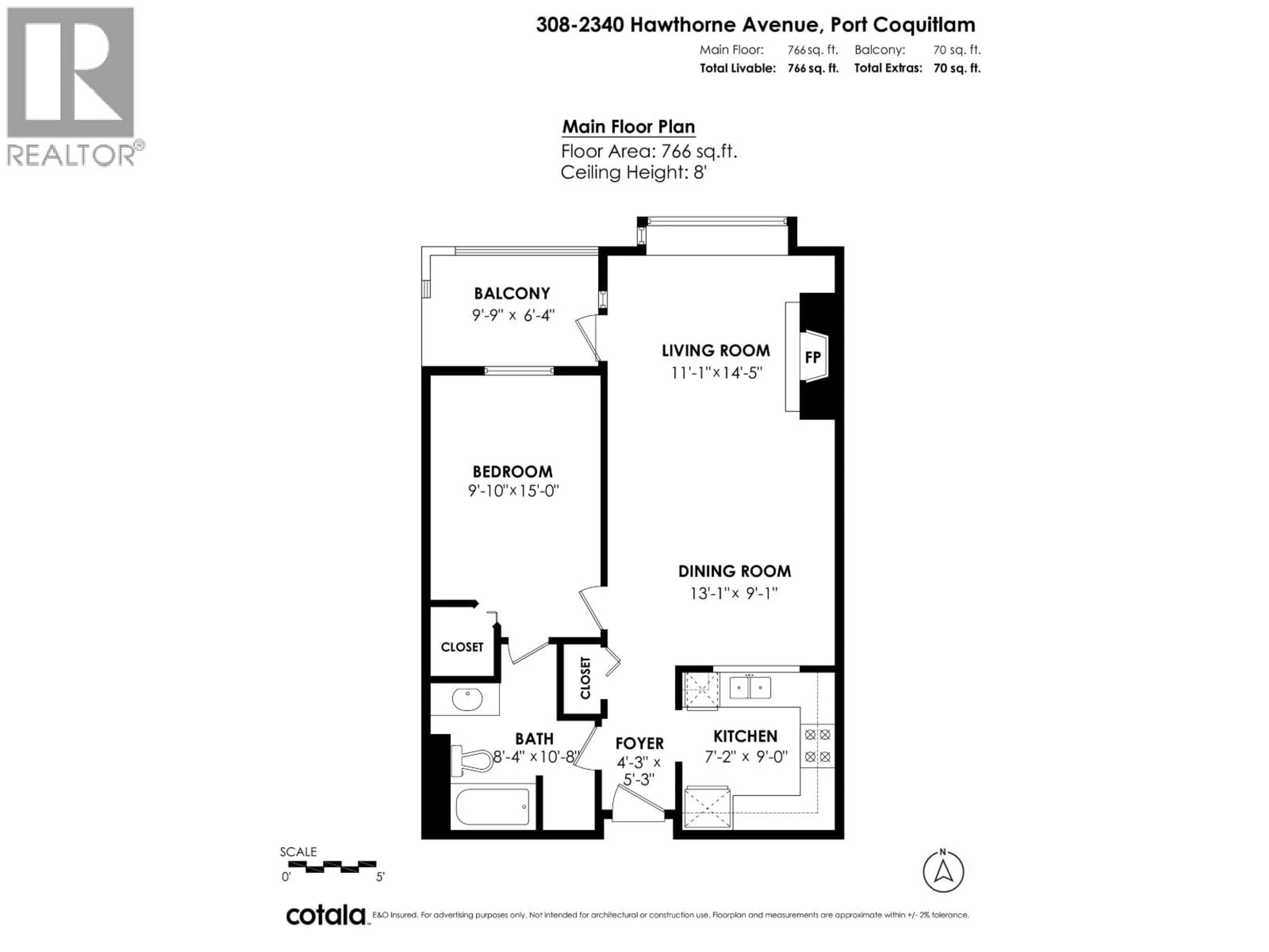 Floor plan for 308 - 2340 HAWTHORNE AVENUE, Port Coquitlam British Columbia V3C1W9