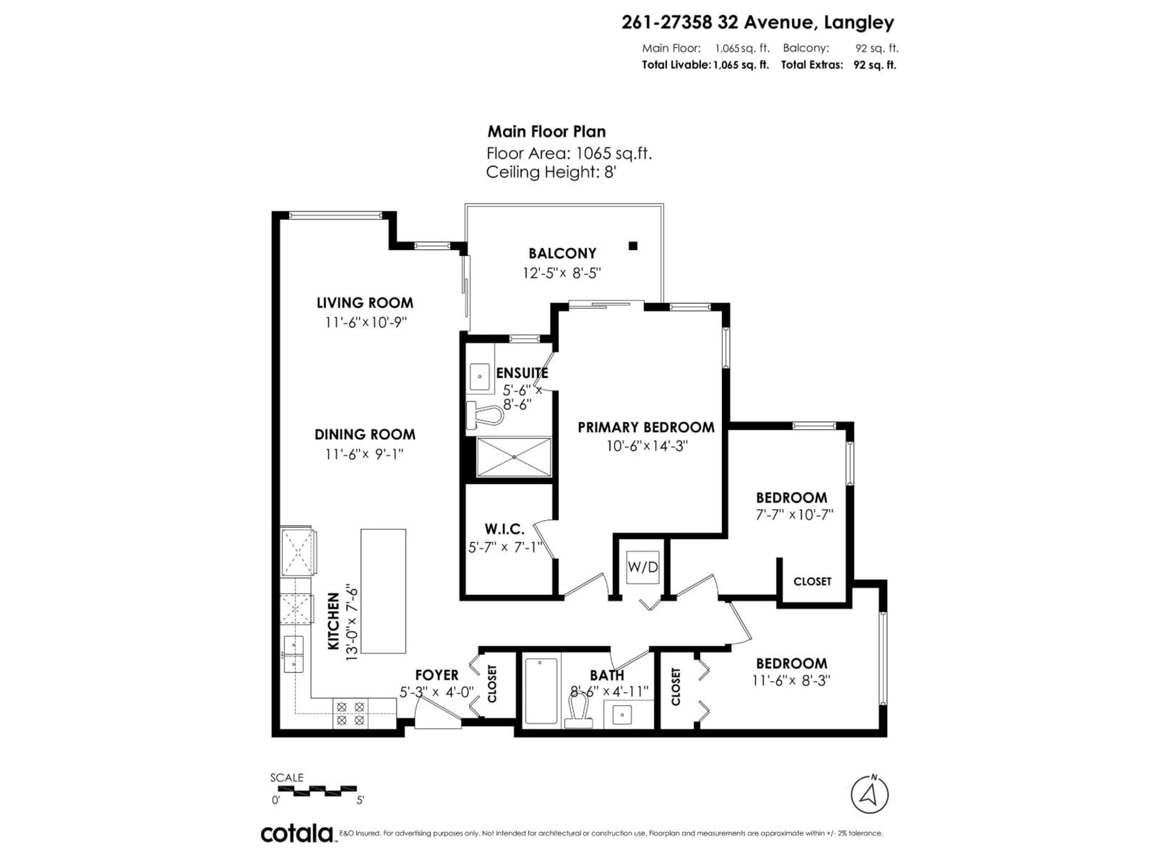 Floor plan for 261 - 27358 32 AVENUE, Langley British Columbia V4W3M5