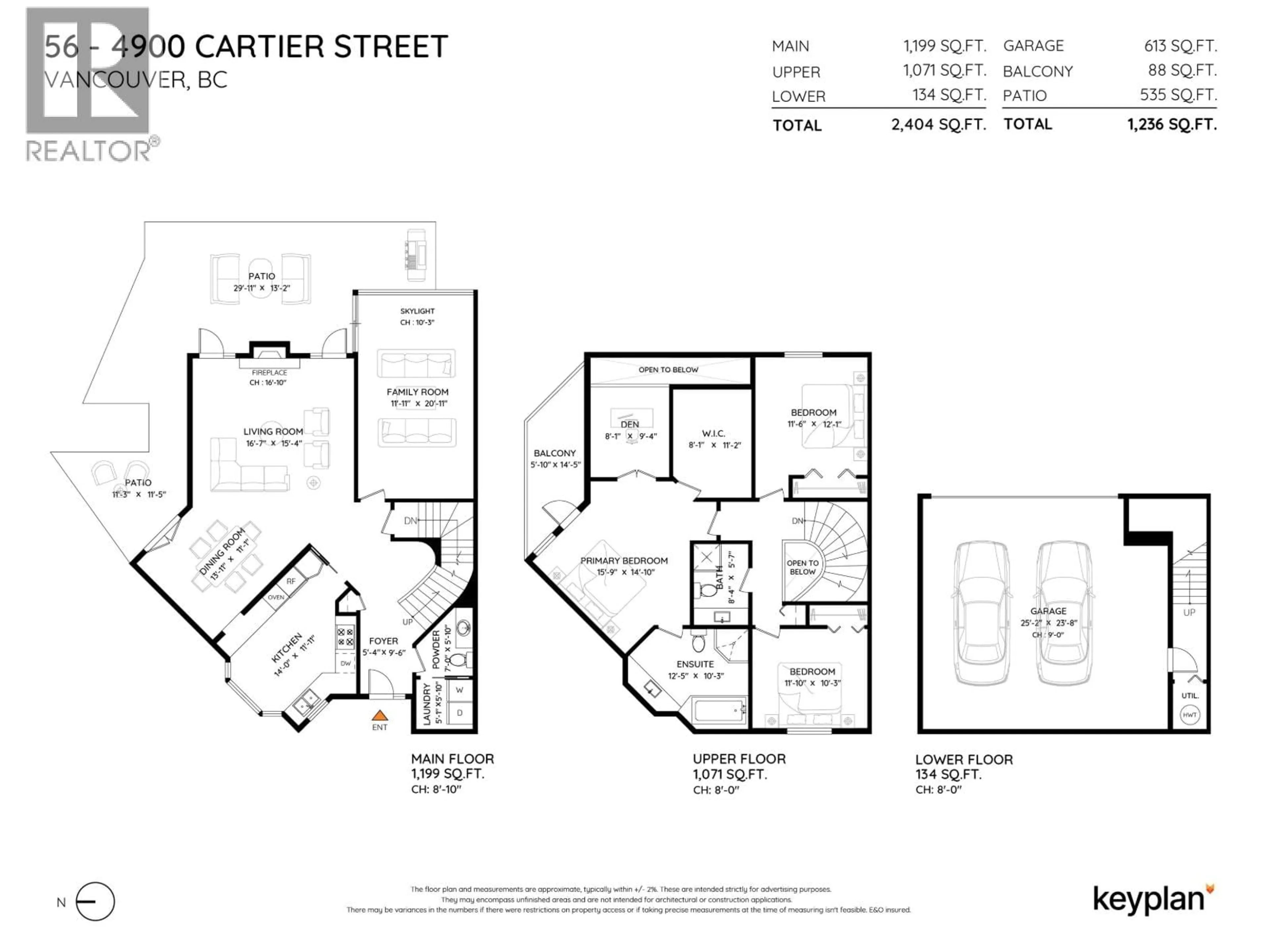 Floor plan for 56 - 4900 CARTIER STREET, Vancouver British Columbia V6M4H2