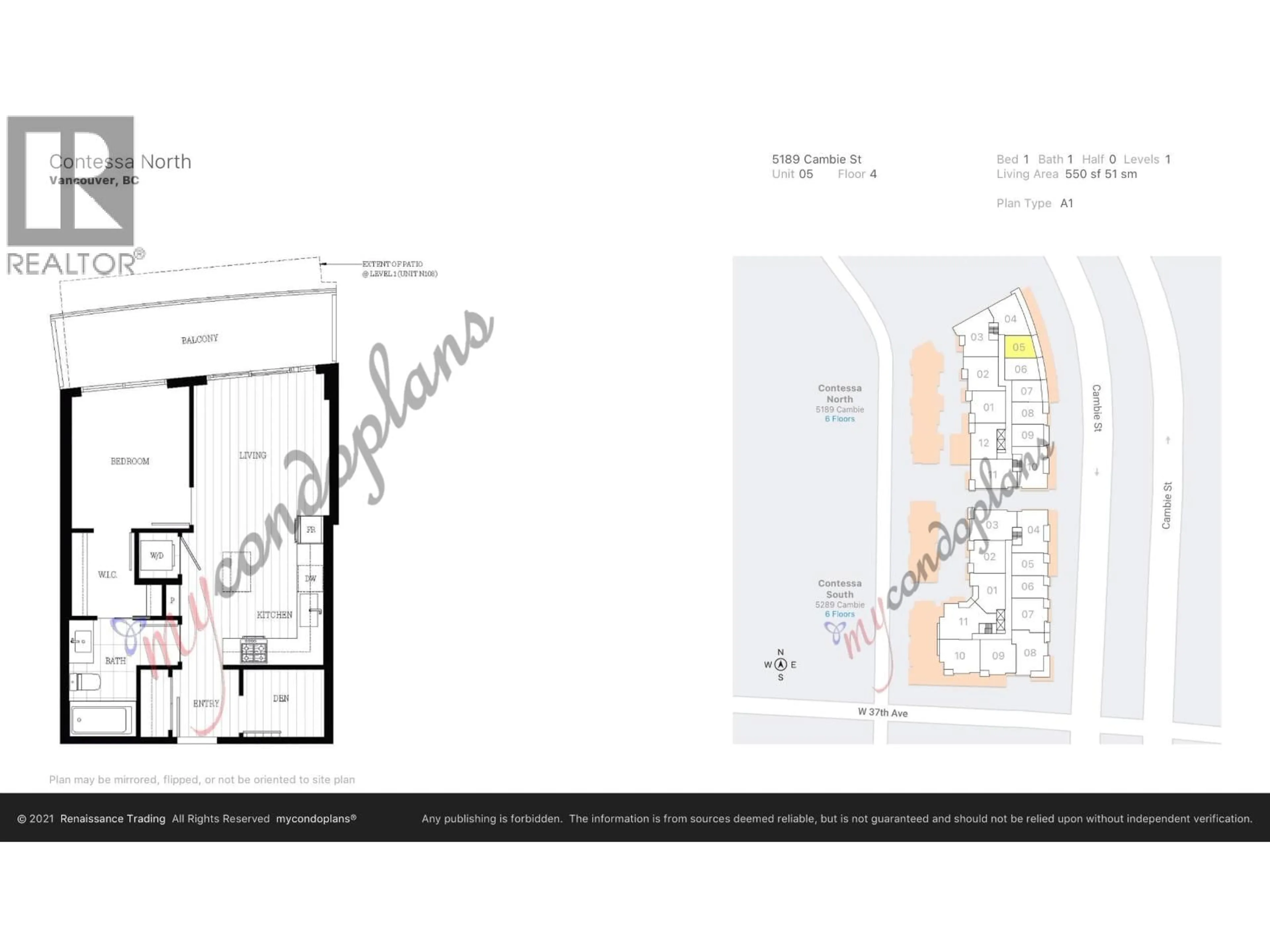 Floor plan for 405 - 5189 CAMBIE STREET, Vancouver British Columbia V5Z2Z6