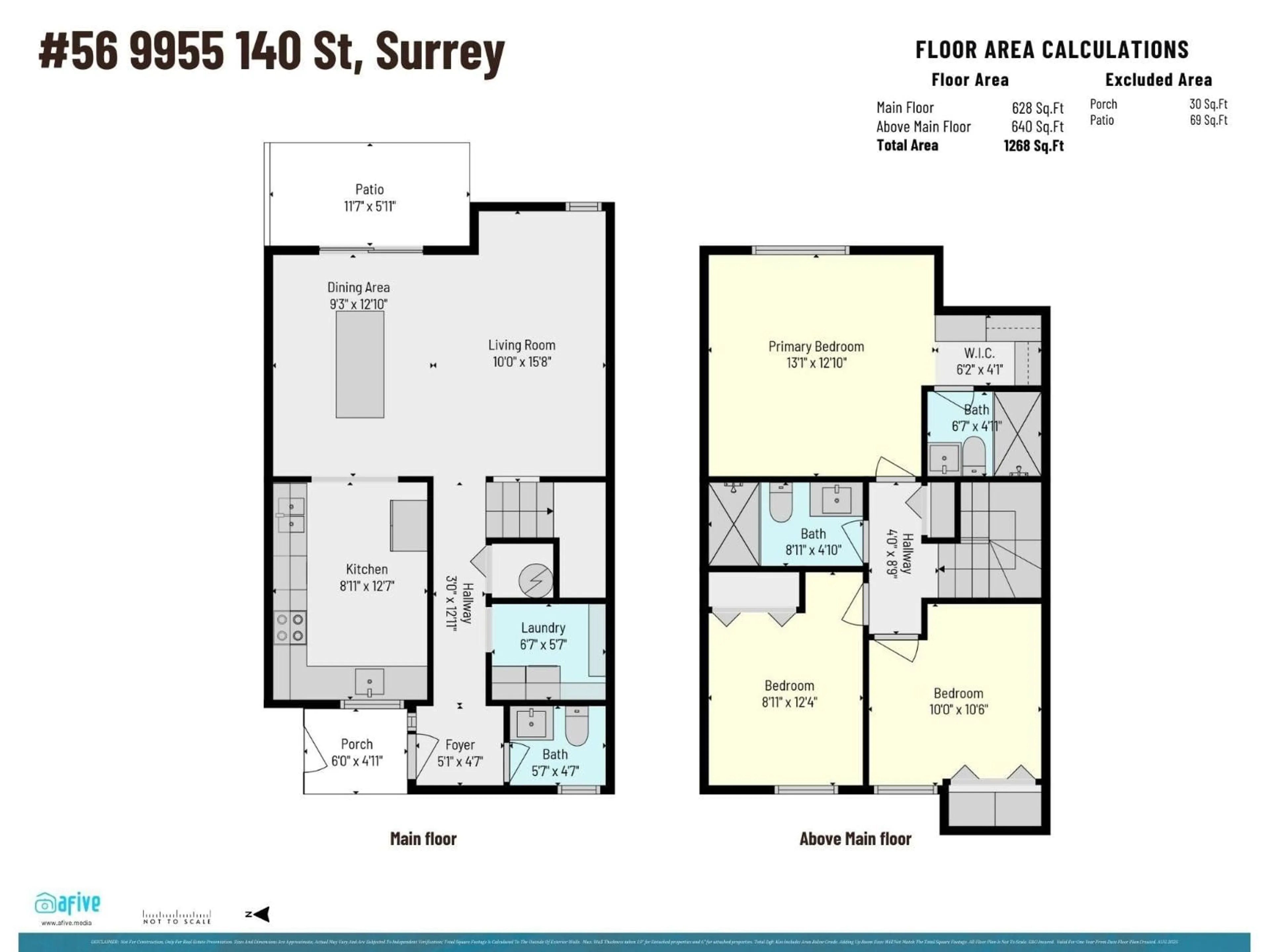 Floor plan for 56 - 9955 140 STREET, Surrey British Columbia V3T4M4