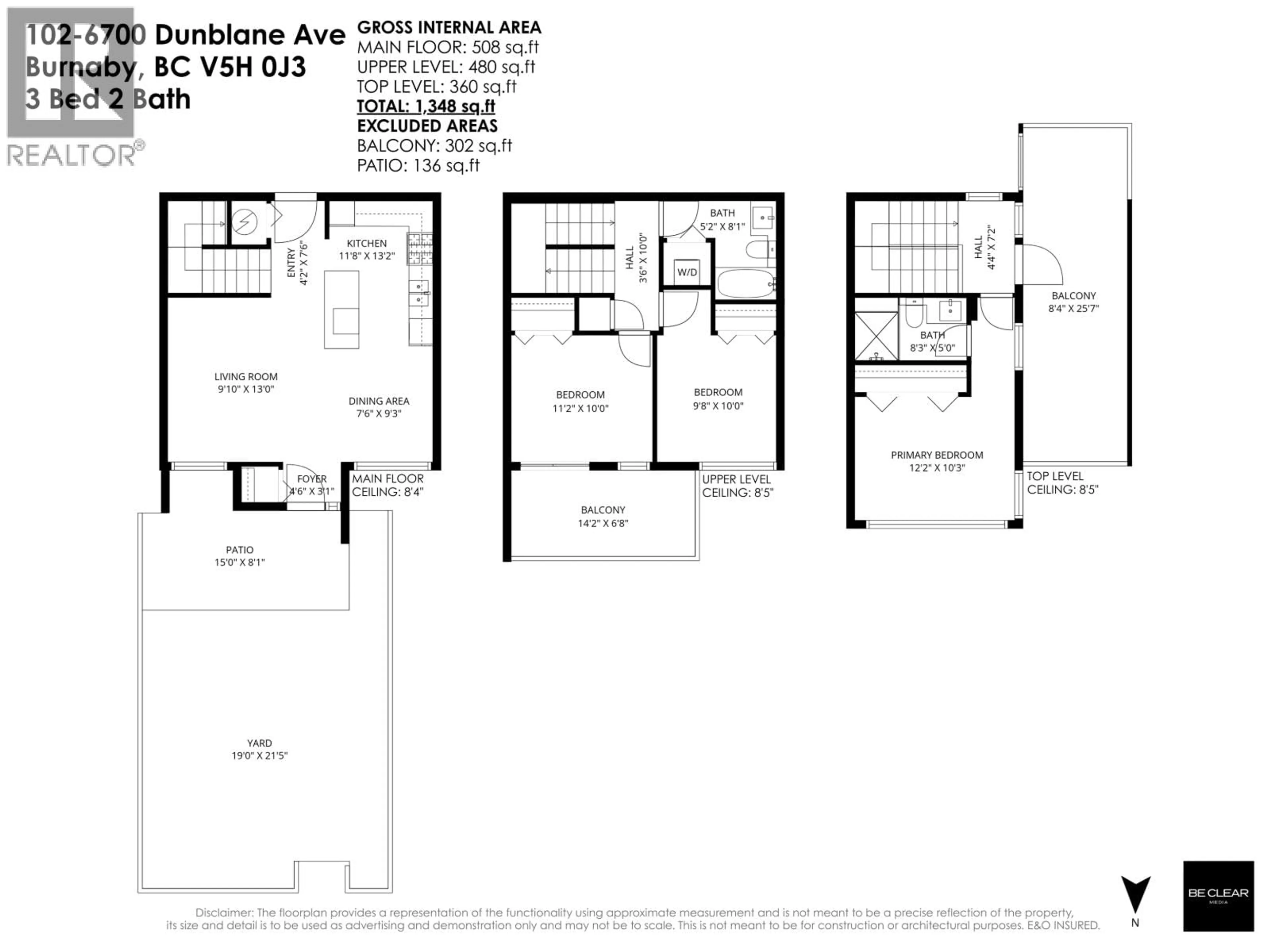 Floor plan for 102 - 6700 DUNBLANE AVENUE, Burnaby British Columbia V5H3K6