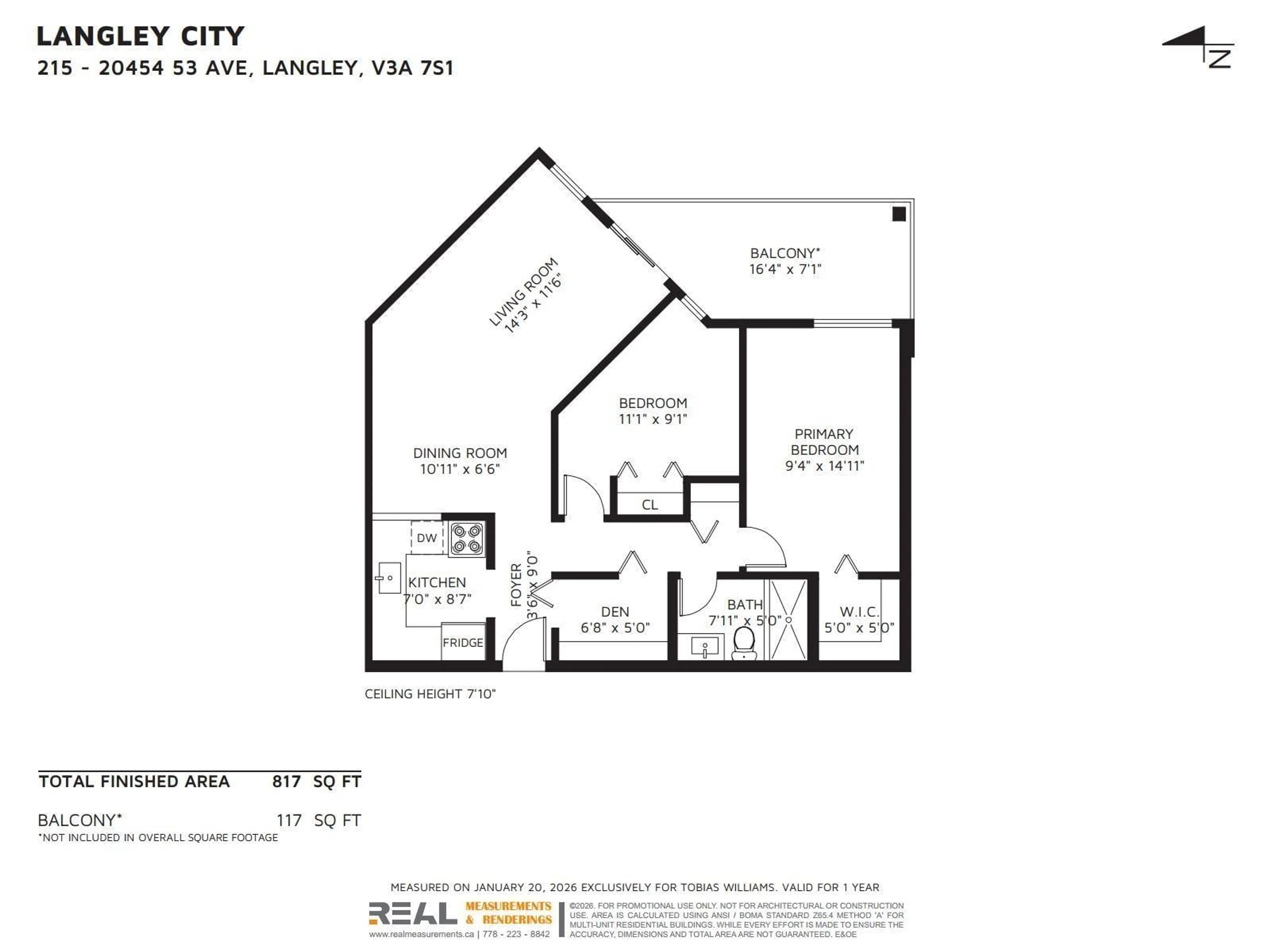 Floor plan for 215 - 20454 53 AVENUE, Langley British Columbia V3A7S1