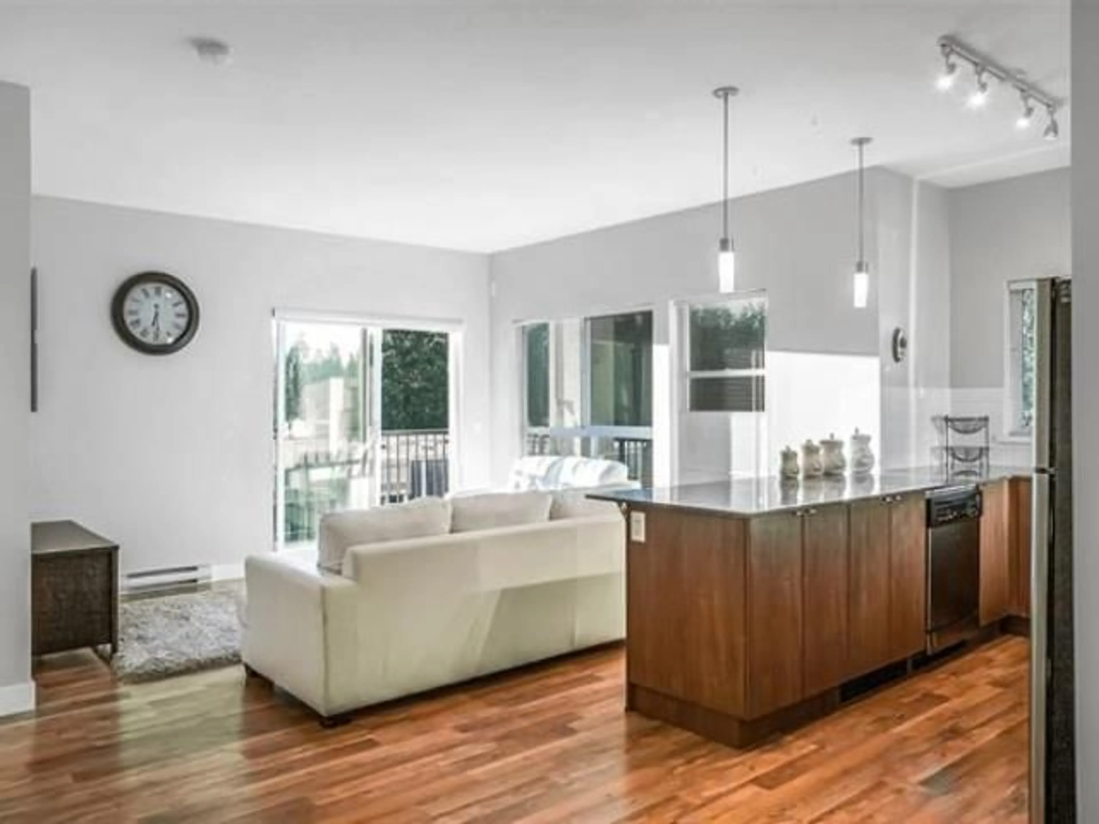 Open concept kitchen, wood/laminate floor for 419 - 9655 KING GEORGE BOULEVARD, Surrey British Columbia V3T0C7