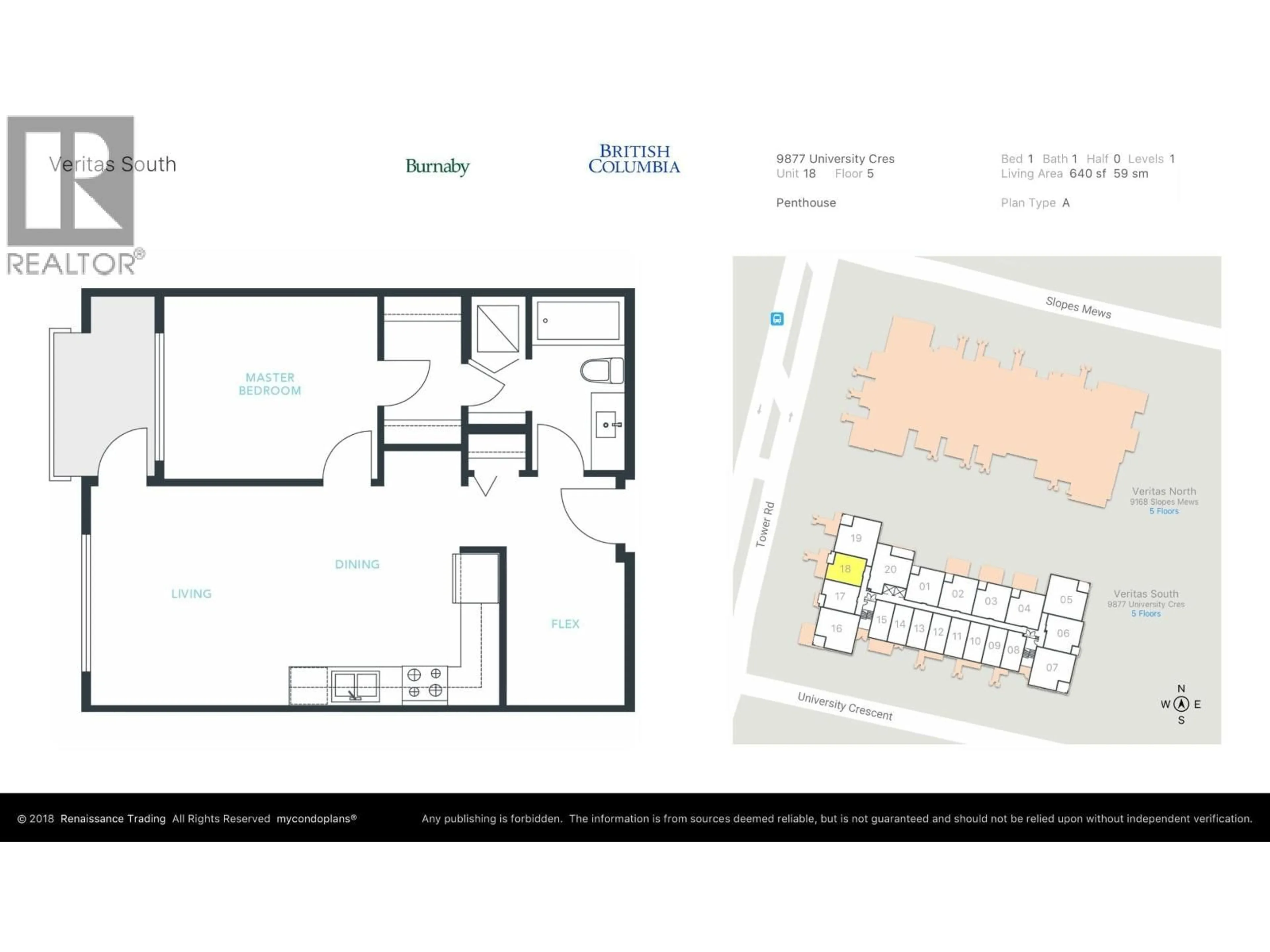 Floor plan for 518 - 9877 UNIVERSITY CRESCENT, Burnaby British Columbia V5A0E5