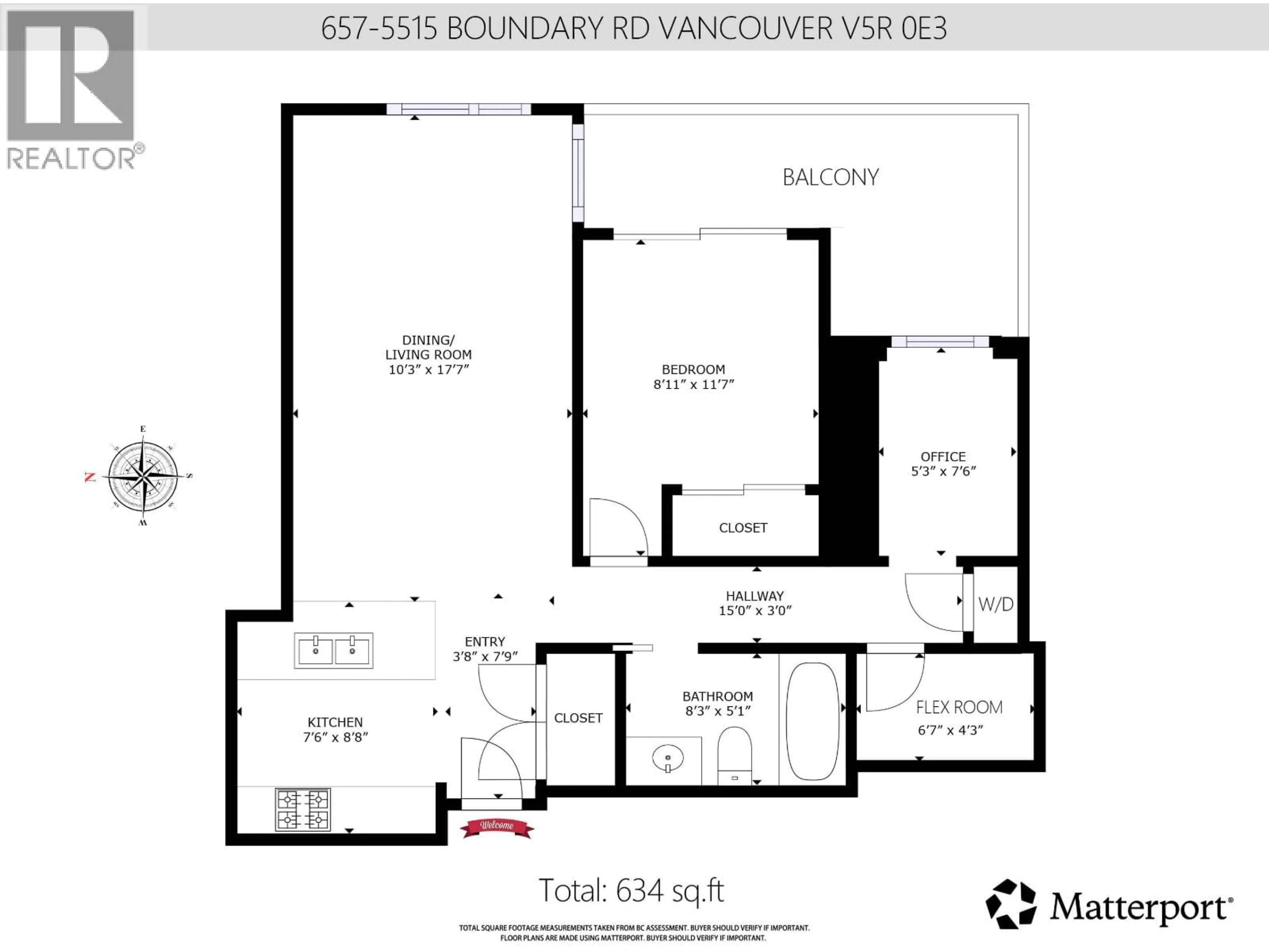 Floor plan for 657 - 5515 BOUNDARY ROAD, Vancouver British Columbia V5R0E3