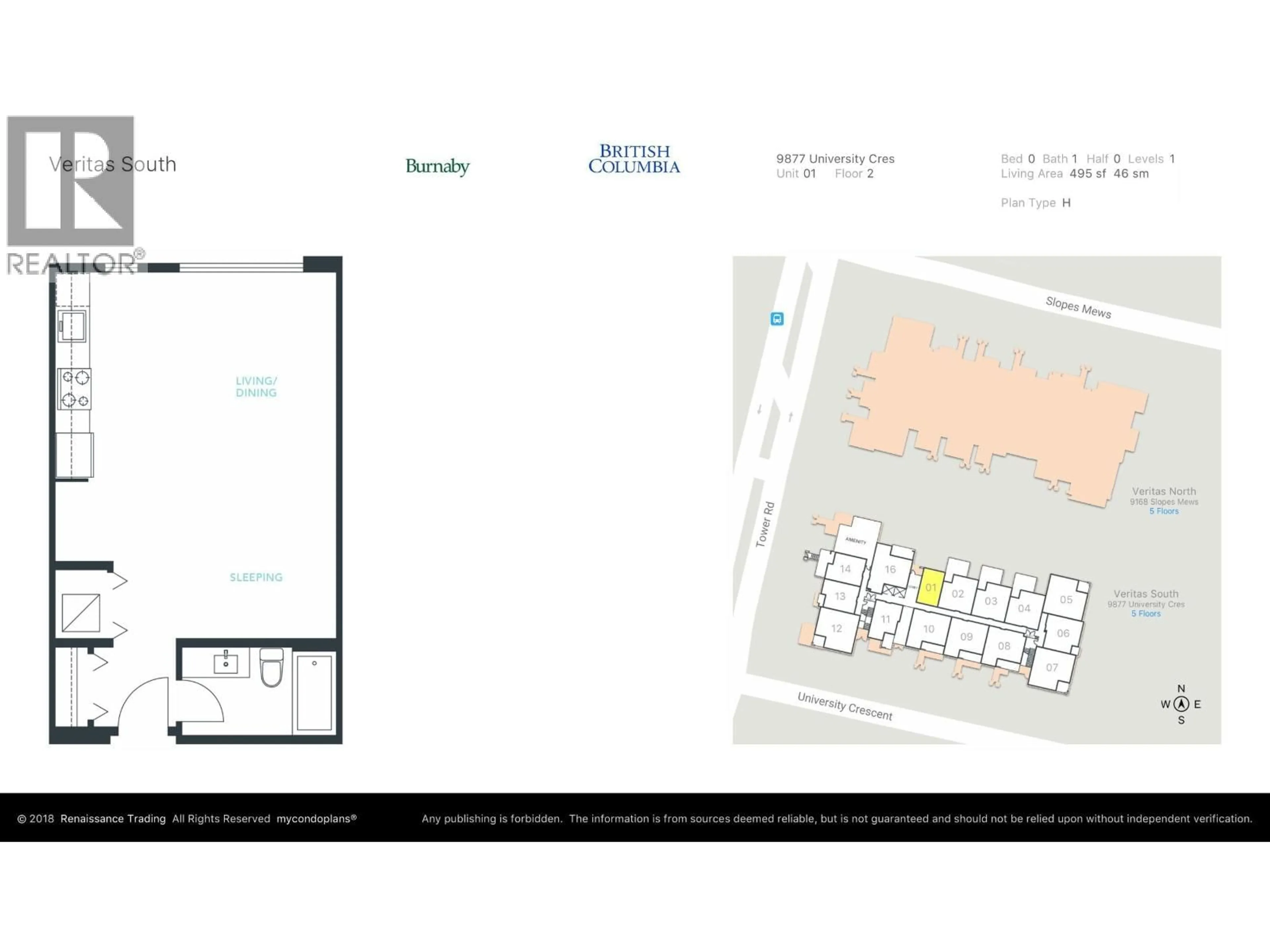 Floor plan for 201 - 9877 UNIVERSITY CRESCENT, Burnaby British Columbia V5A0E5