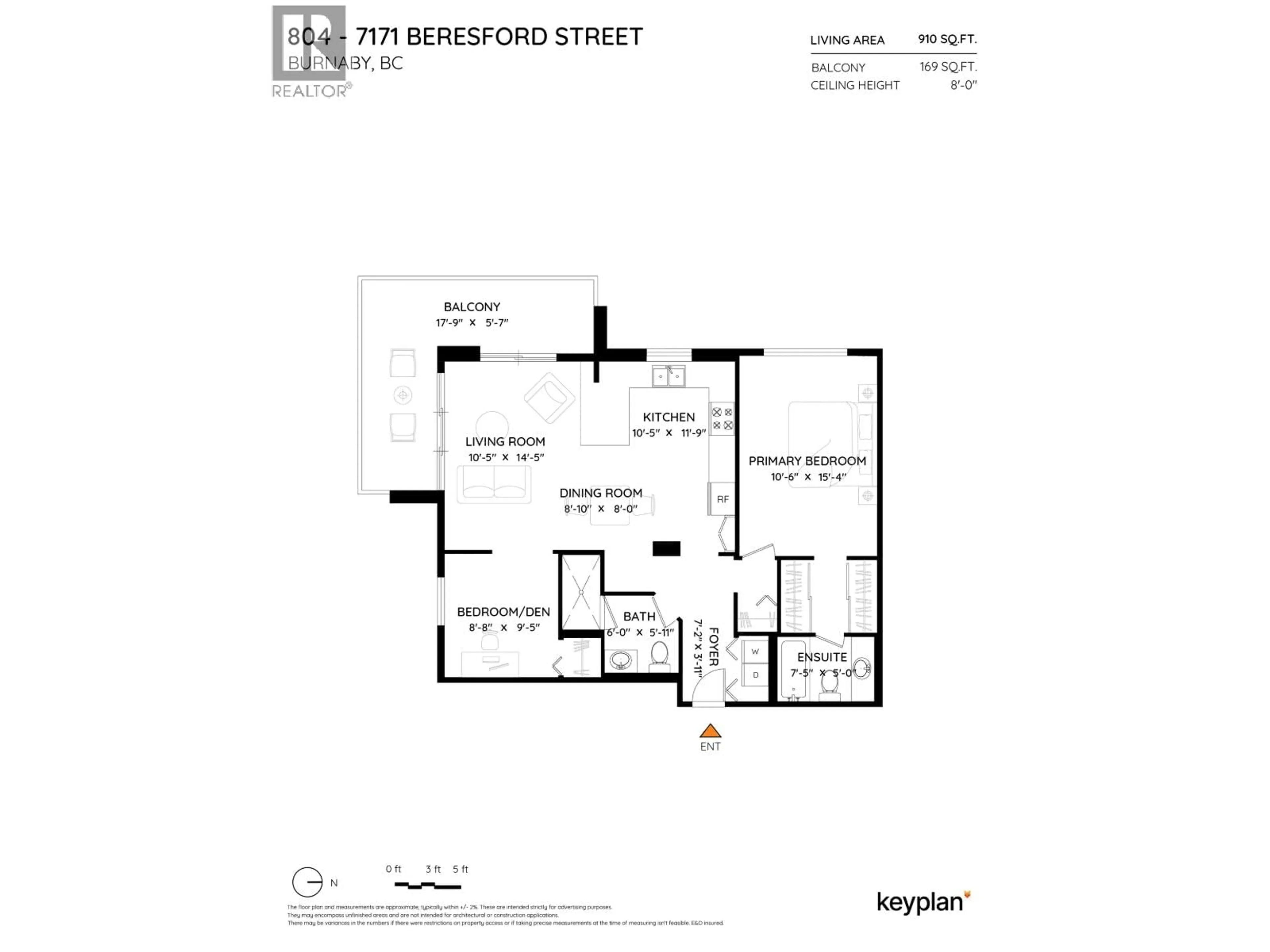 Floor plan for 804 - 7171 BERESFORD STREET, Burnaby British Columbia V5E3Z8