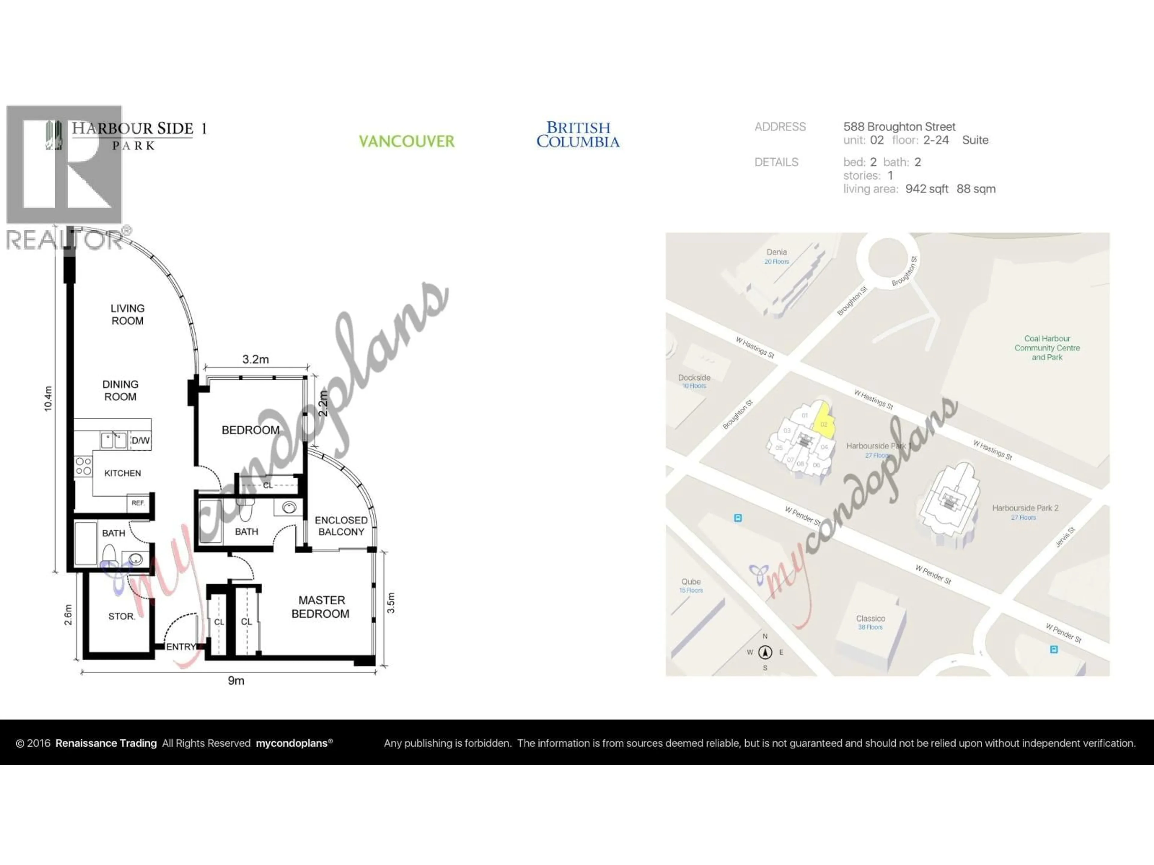 Floor plan for 302 - 588 BROUGHTON STREET, Vancouver British Columbia V6G3E3