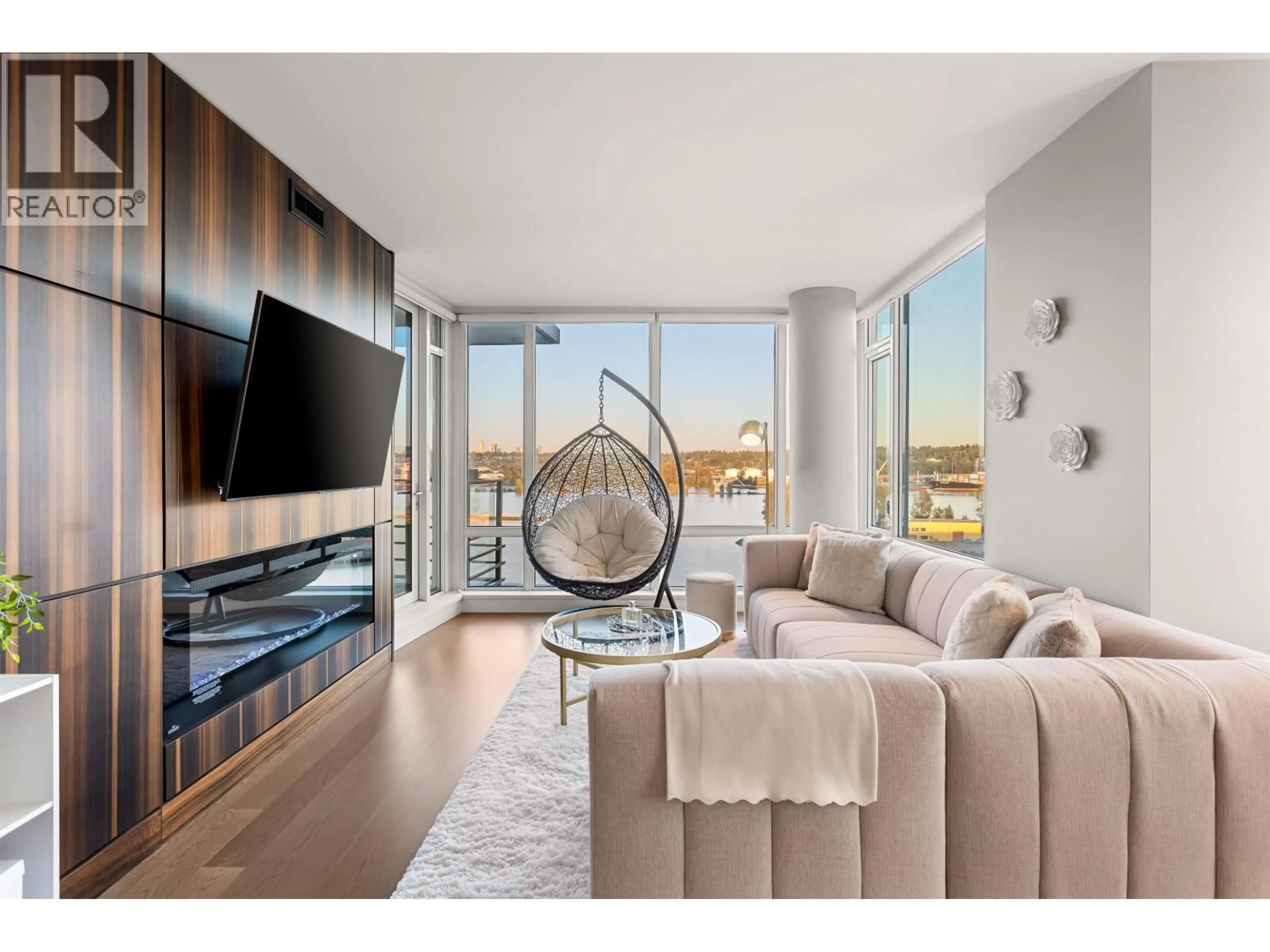 Living room with furniture, wood/laminate floor for 1208 - 210 SALTER STREET, New Westminster British Columbia V3M0J9