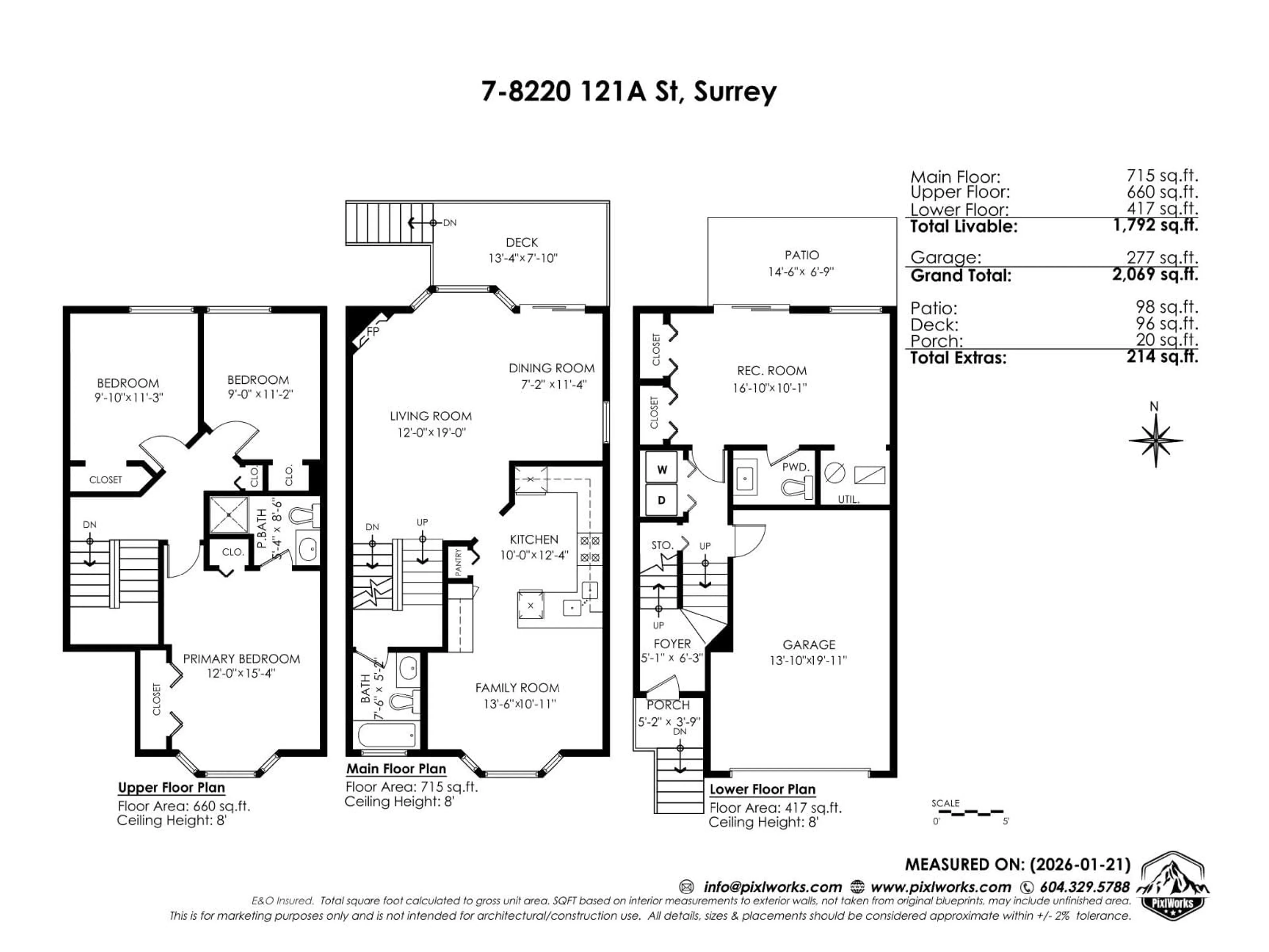 Floor plan for 7 - 8220 121A STREET, Surrey British Columbia V3W0G4