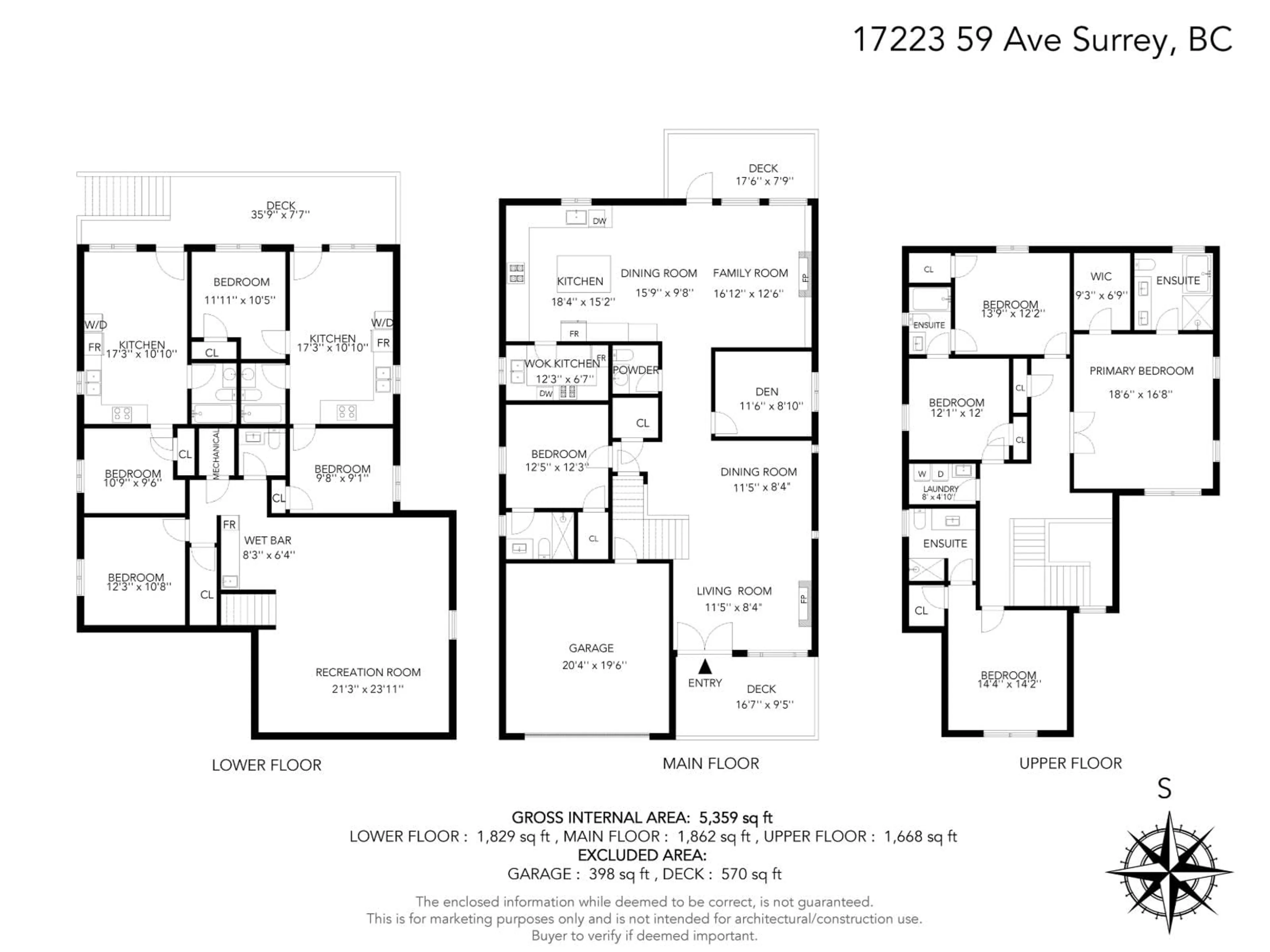 Floor plan for 17223 59 AVENUE, Surrey British Columbia V3S8T7