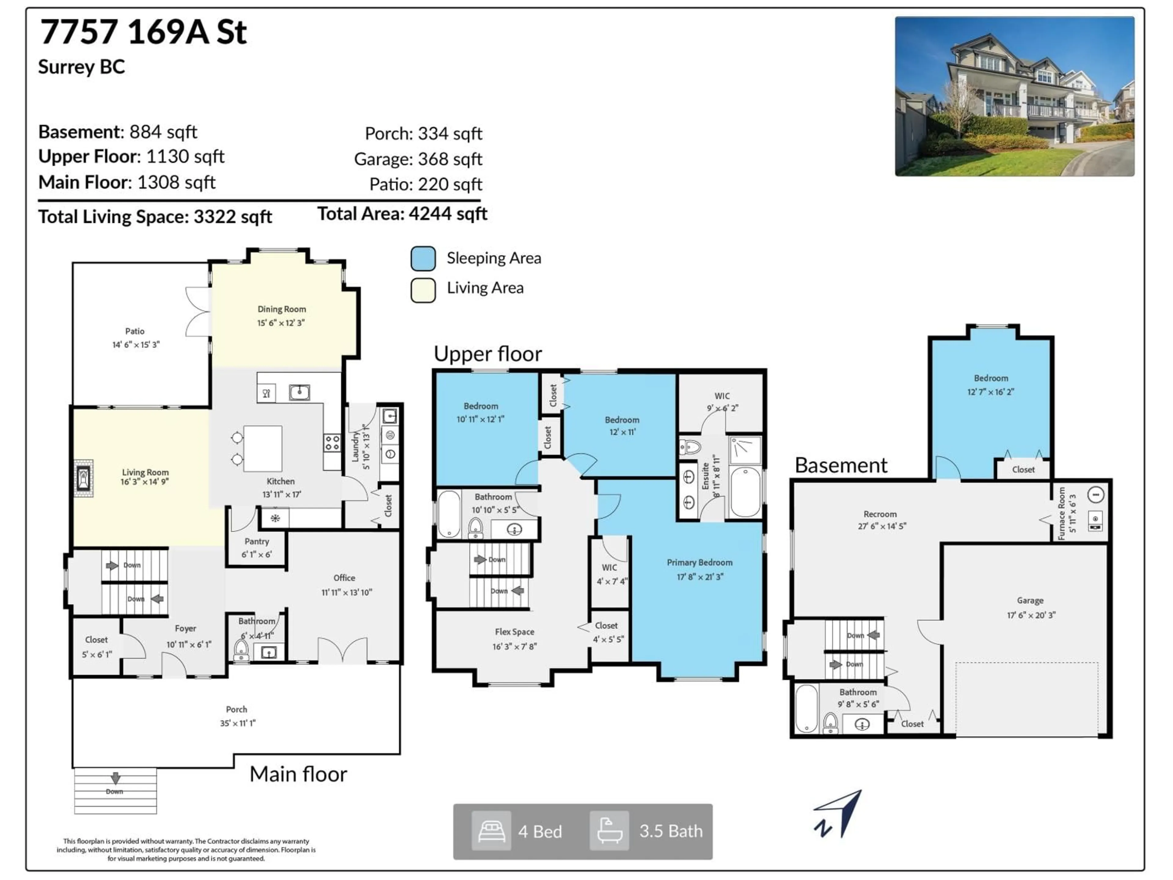 Floor plan for 7757 169A STREET, Surrey British Columbia V4N6L2