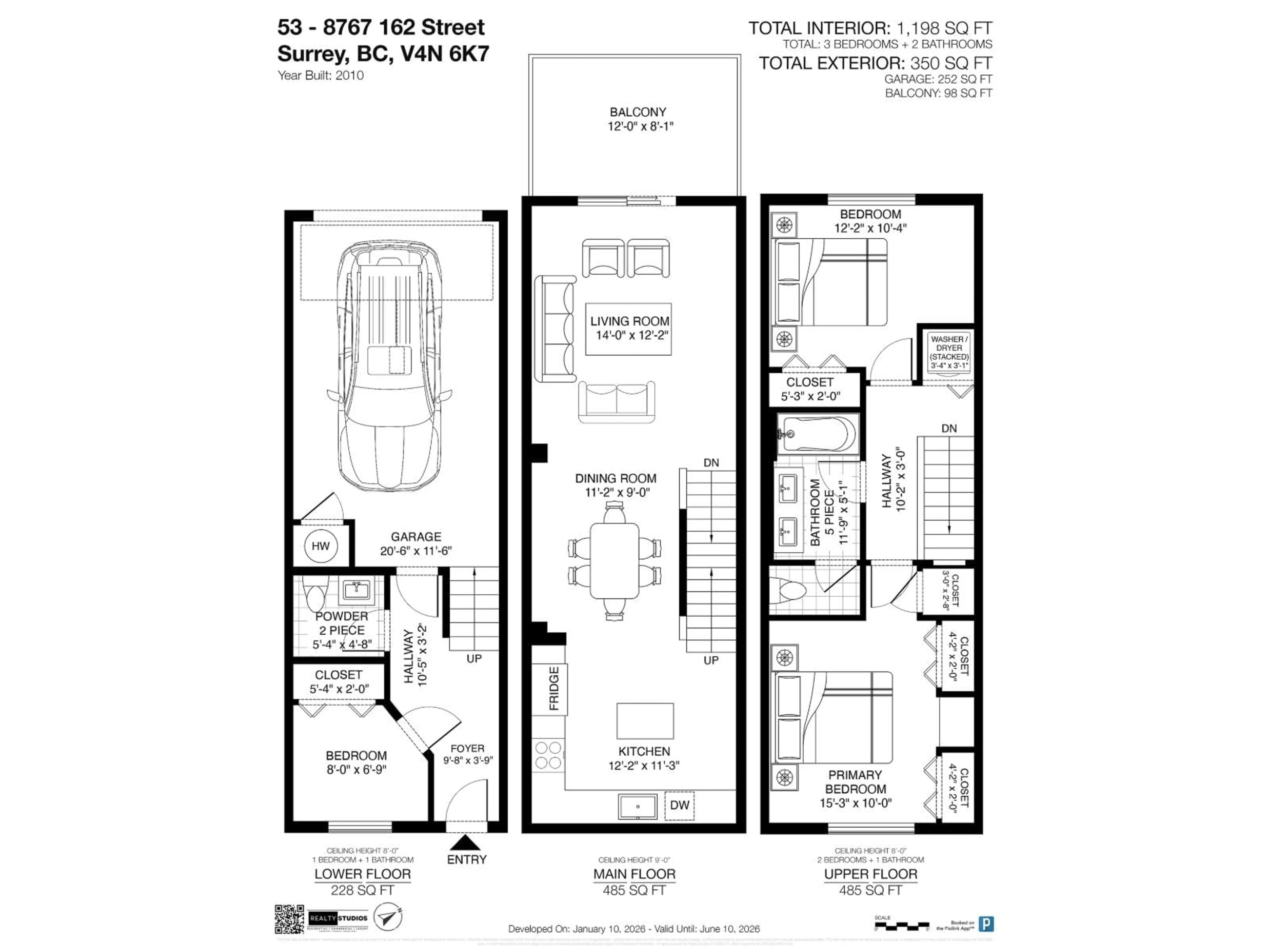 Floor plan for 53 - 8767 162 STREET, Surrey British Columbia V4N6K7