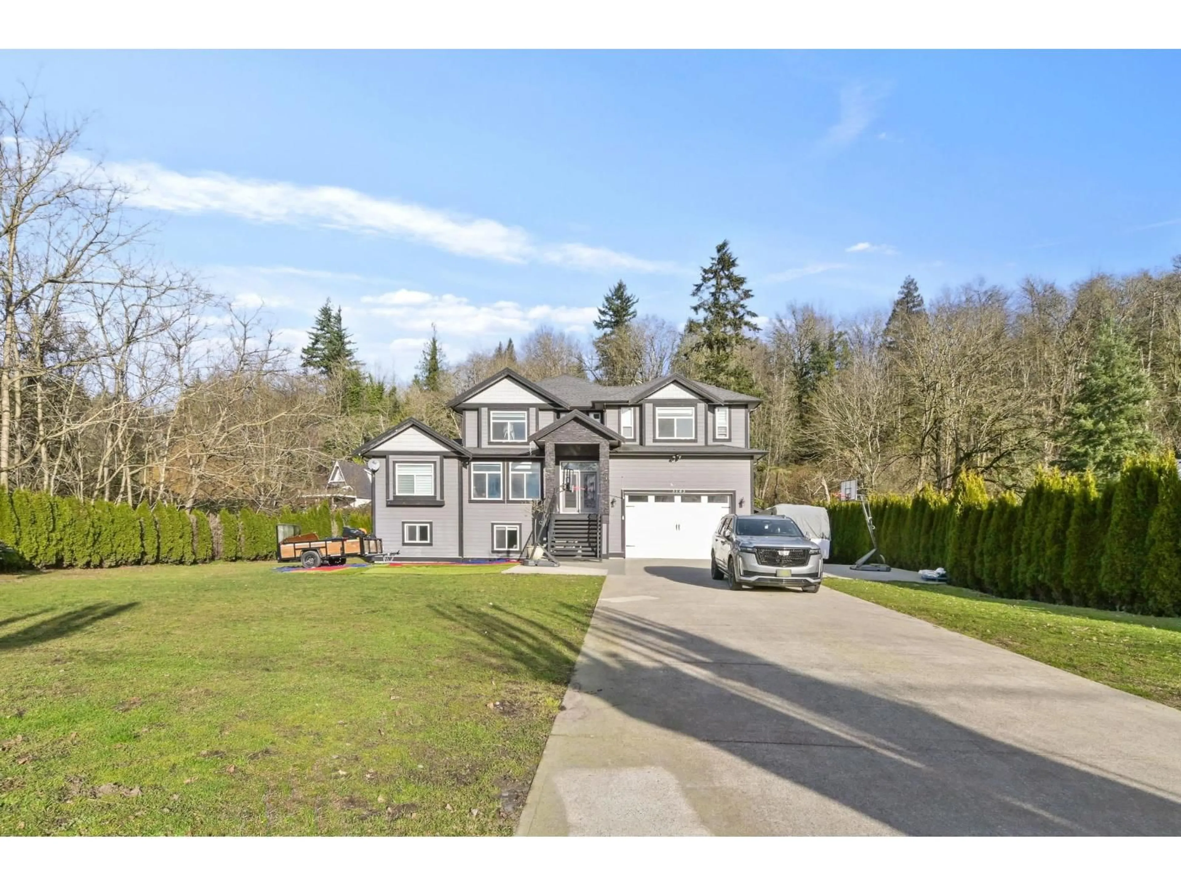 A pic from outside/outdoor area/front of a property/back of a property/a pic from drone, street for 3143 ELDRIDGE ROAD, Abbotsford British Columbia V3G2H4