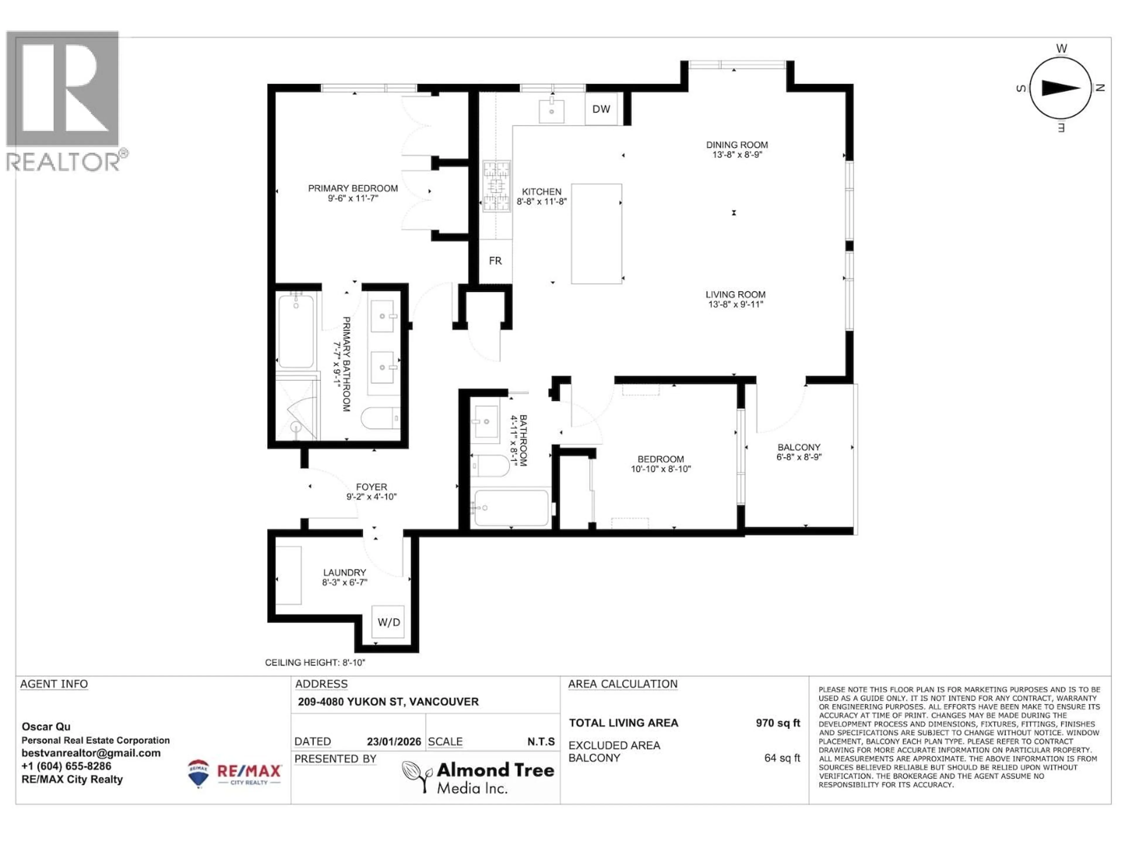 Floor plan for 209 - 4080 YUKON STREET, Vancouver British Columbia V5Y0L4