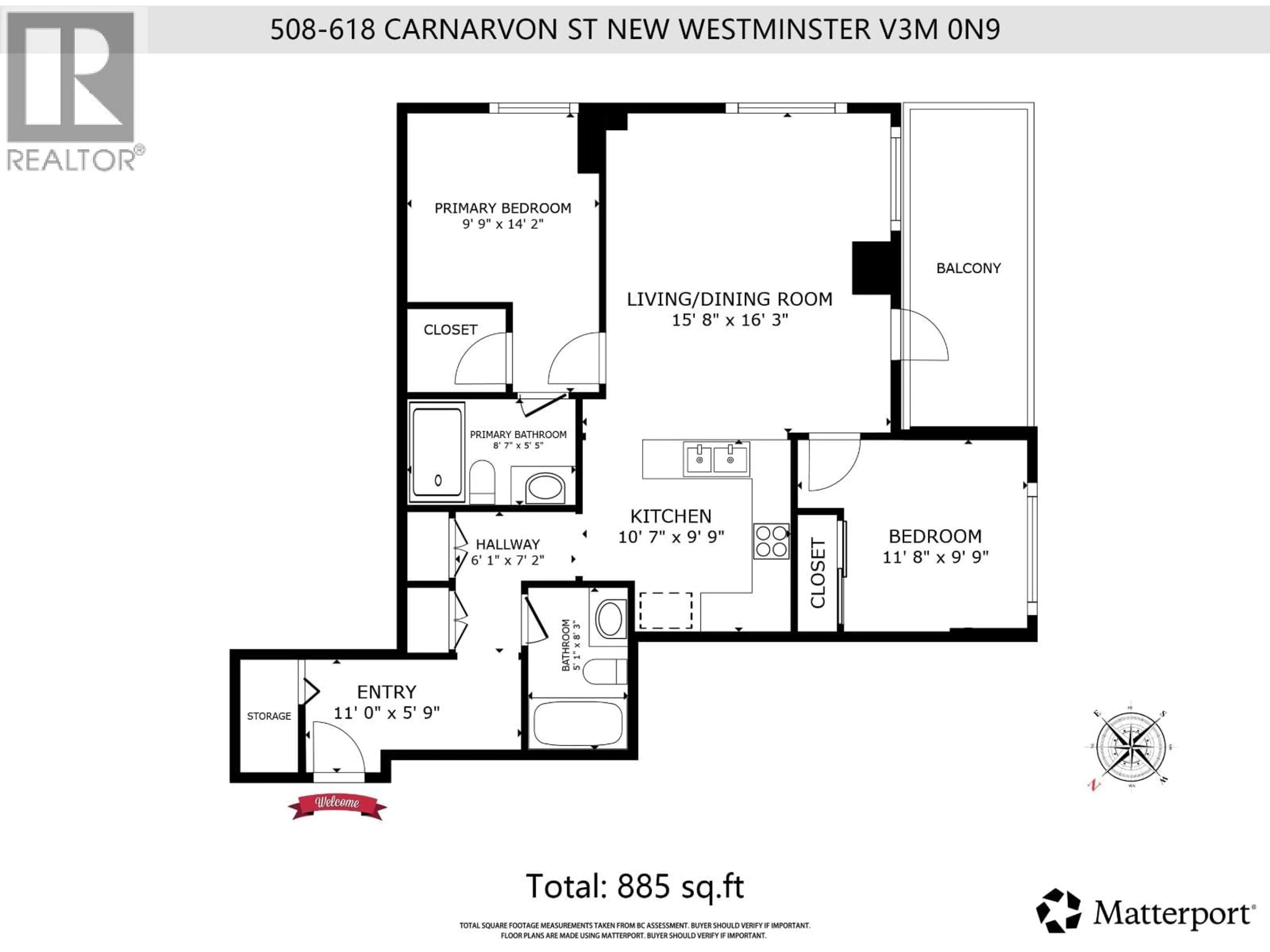 Floor plan for 508 - 618 CARNARVON STREET, New Westminster British Columbia V3M0N9