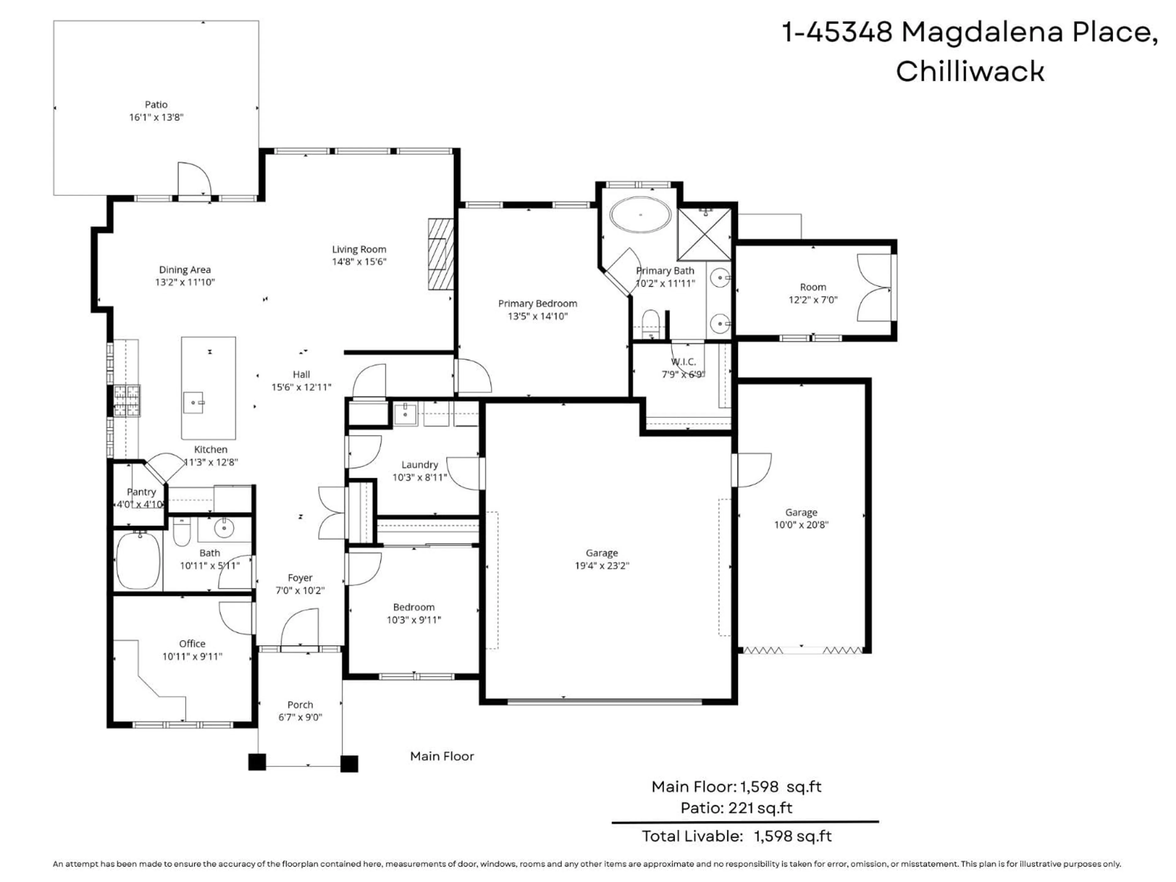 Floor plan for 1 - 45348 MAGDALENA PLACE, Cultus Lake British Columbia V2R0K7