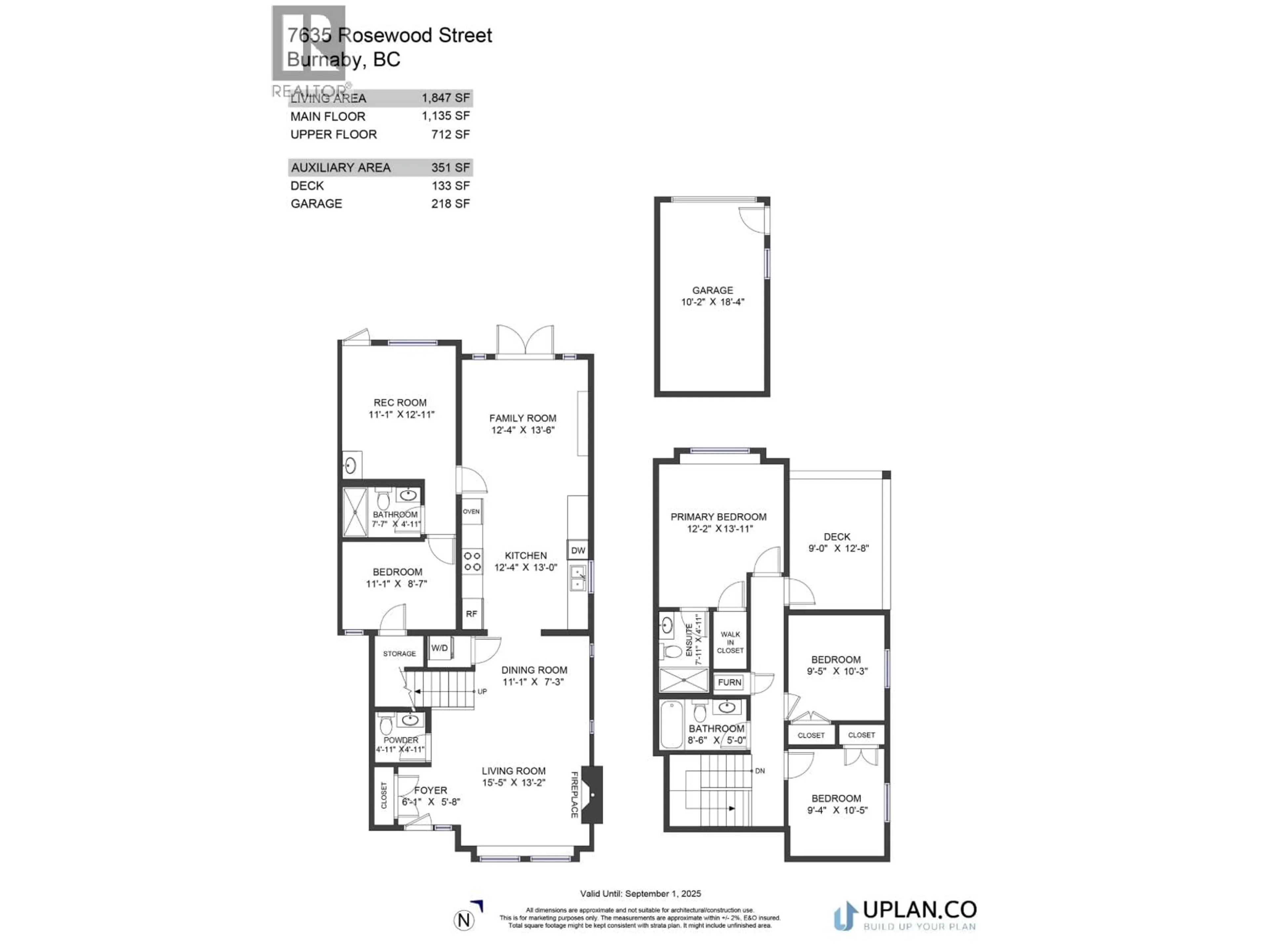 Floor plan for 7633 ROSEWOOD STREET, Burnaby British Columbia V5E2G8