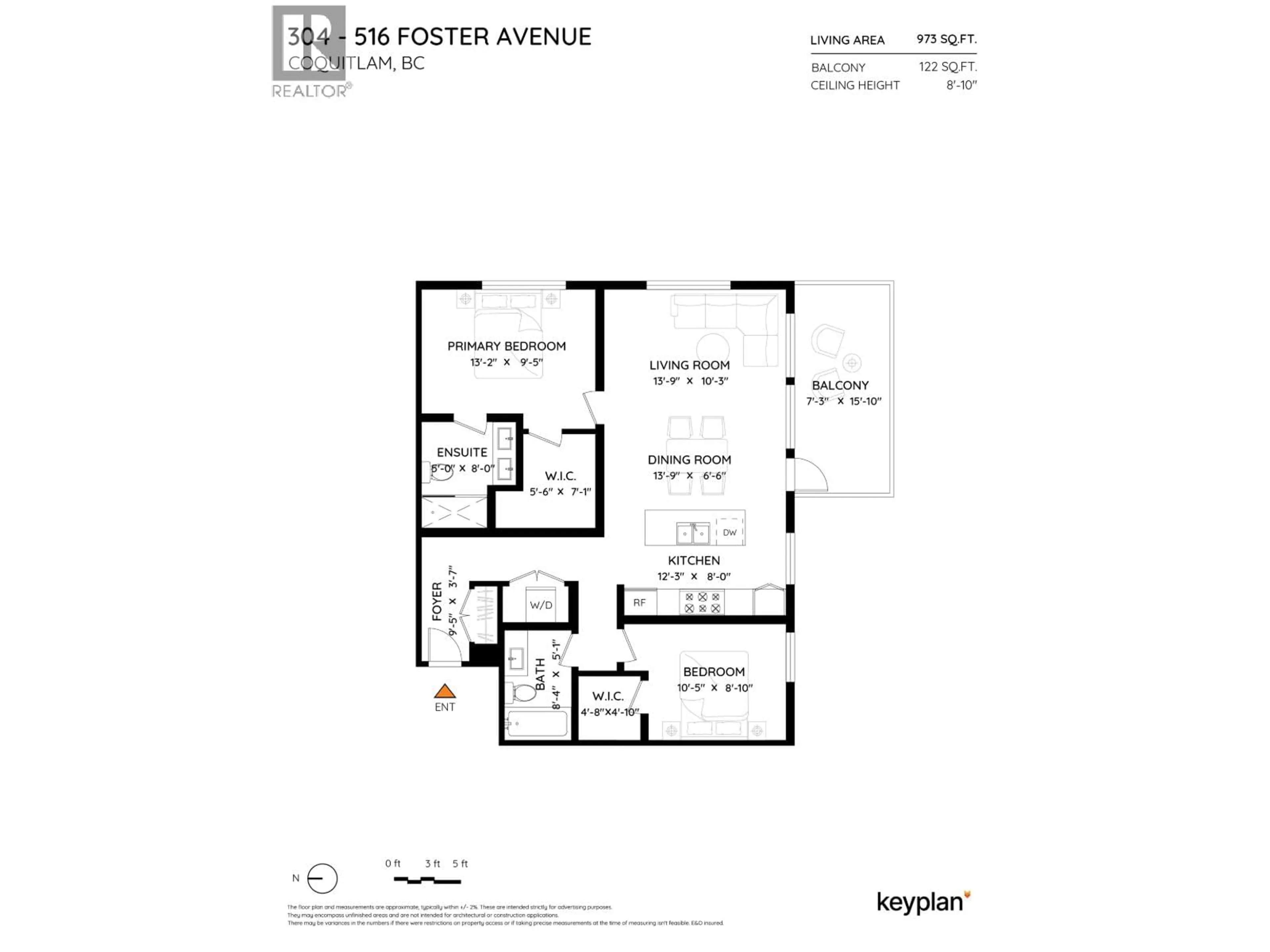 Floor plan for 304 - 516 FOSTER AVENUE, Coquitlam British Columbia V3J0H8