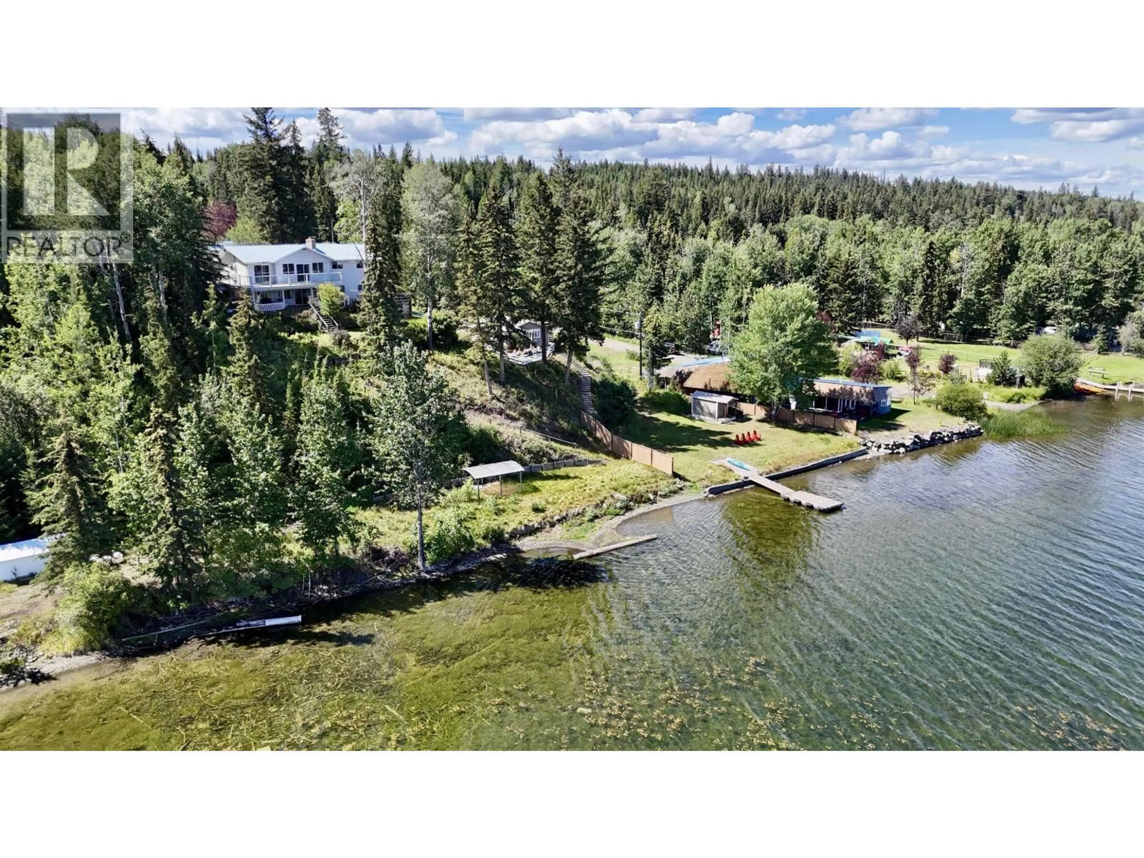 A pic from outside/outdoor area/front of a property/back of a property/a pic from drone, water/lake/river/ocean view for 6367 MULLIGAN DRIVE, Horse Lake British Columbia V0K2E3
