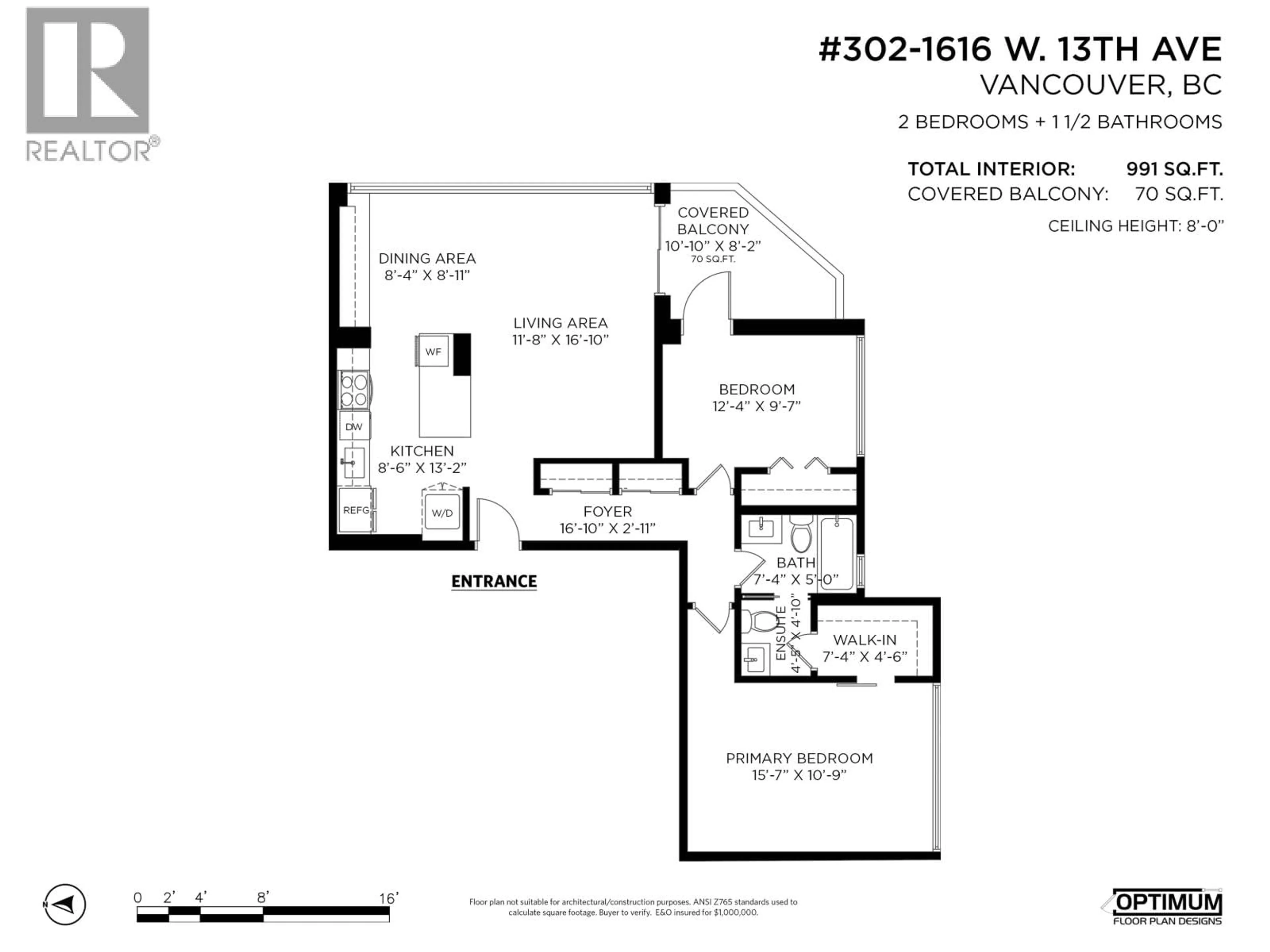 Floor plan for 302 - 1616 13TH AVENUE, Vancouver British Columbia V6J2G6