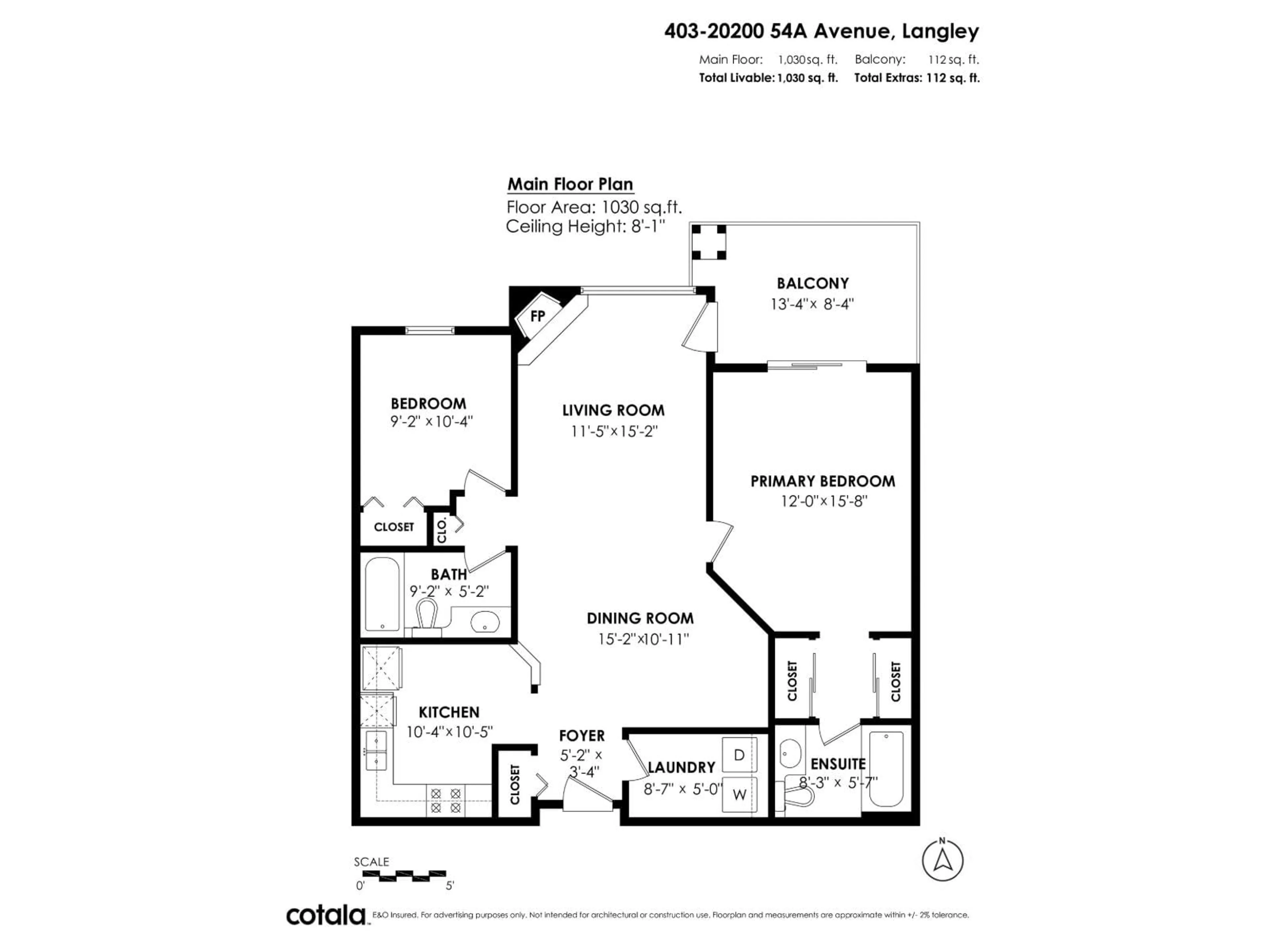Floor plan for 403 - 20200 54A AVENUE, Langley British Columbia V3A3W7