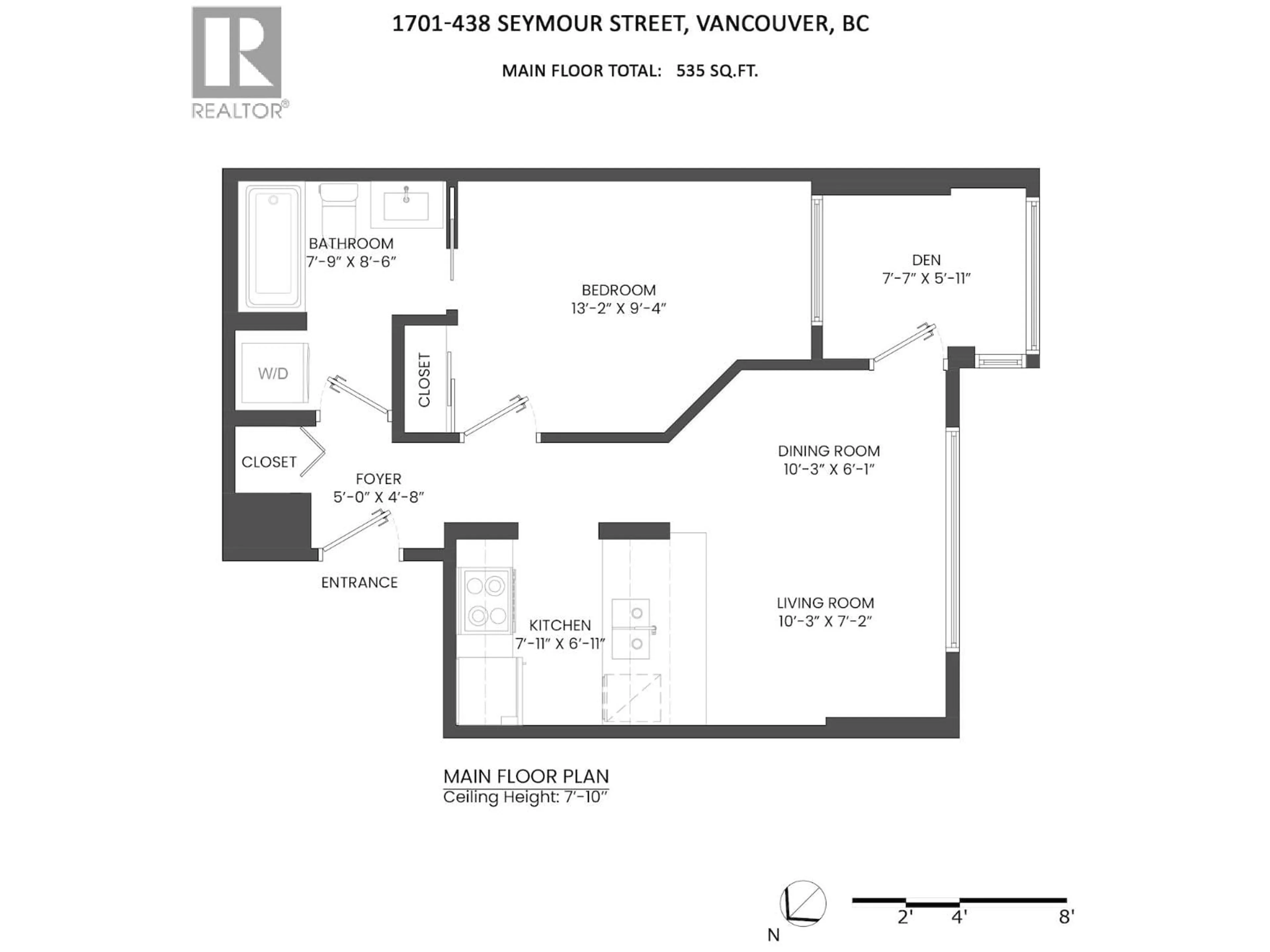 Floor plan for 1701 - 438 SEYMOUR STREET, Vancouver British Columbia V6B6H4