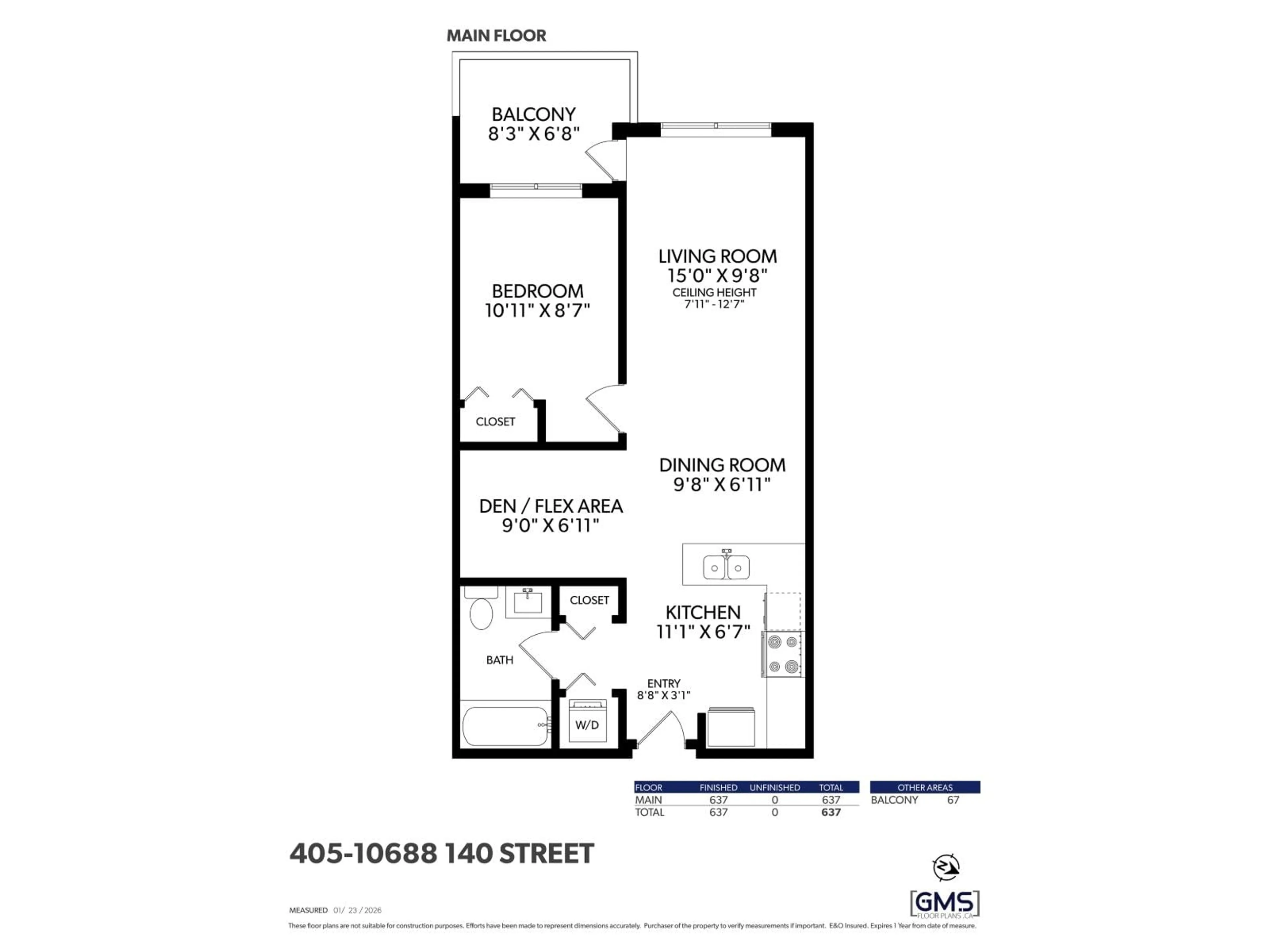 Floor plan for 405 - 10688 140 STREET, Surrey British Columbia V3T0M6