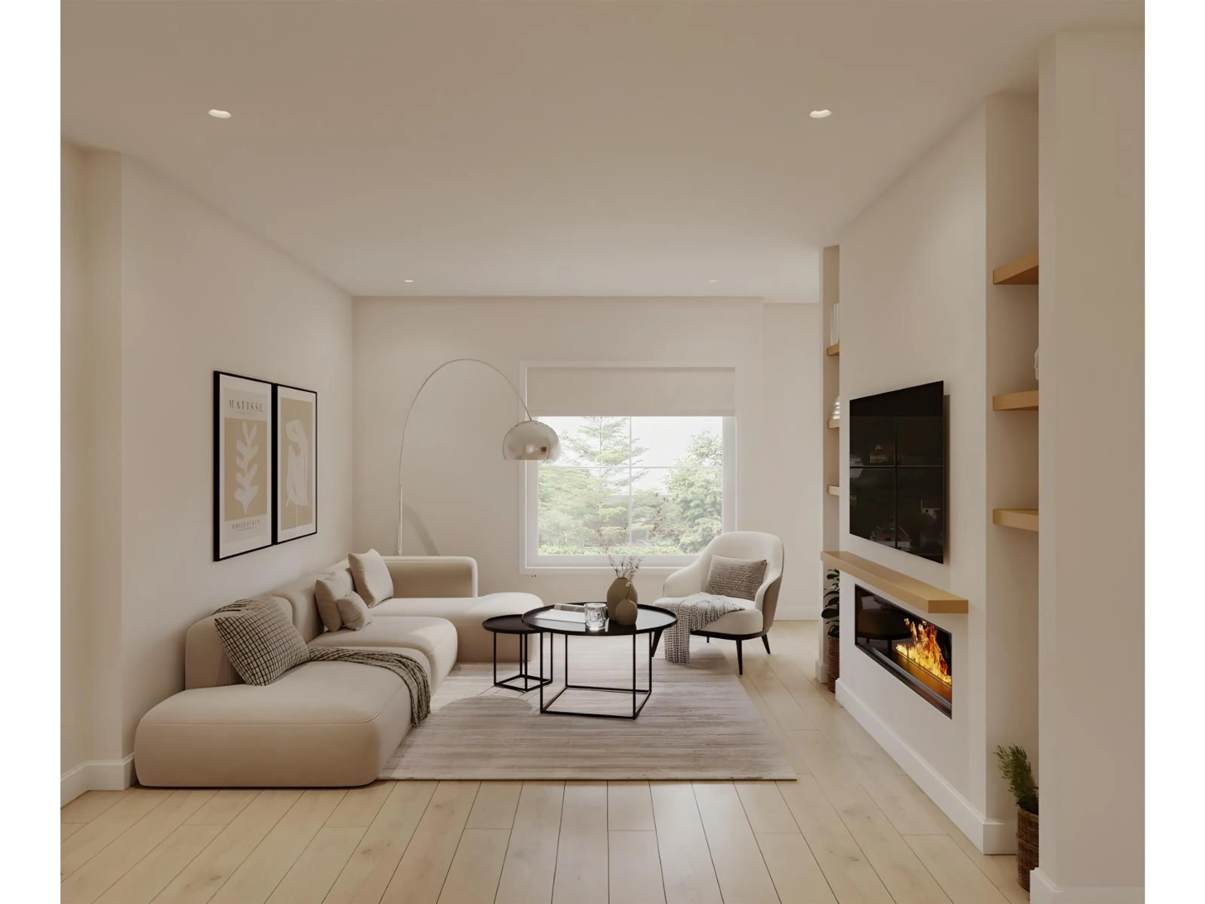 Living room with furniture, wood/laminate floor for 3 - 2655 158 STREET, Surrey British Columbia V3Z0B7