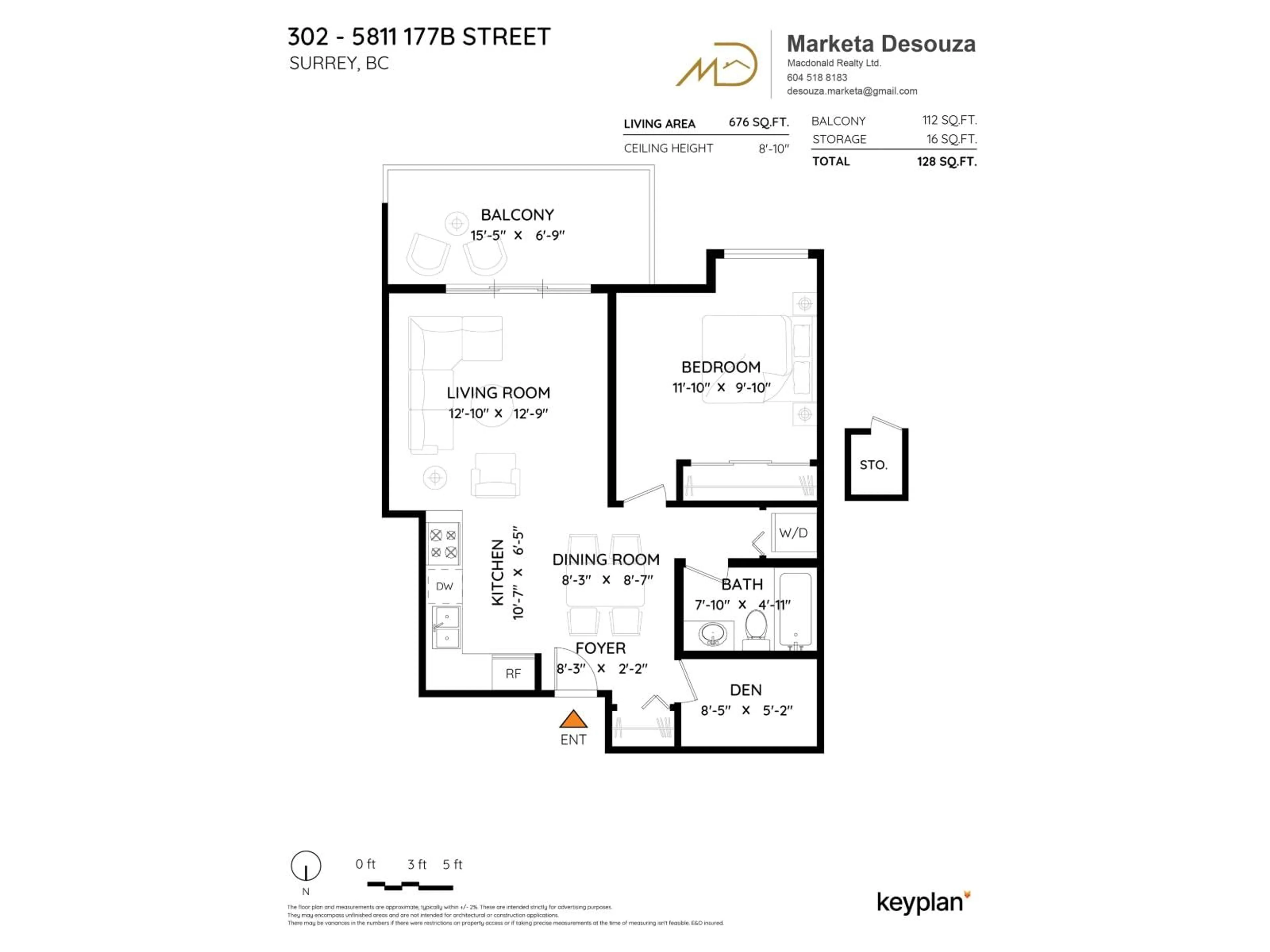 Floor plan for 302 - 5811 177B STREET STREET, Surrey British Columbia V3S4J4