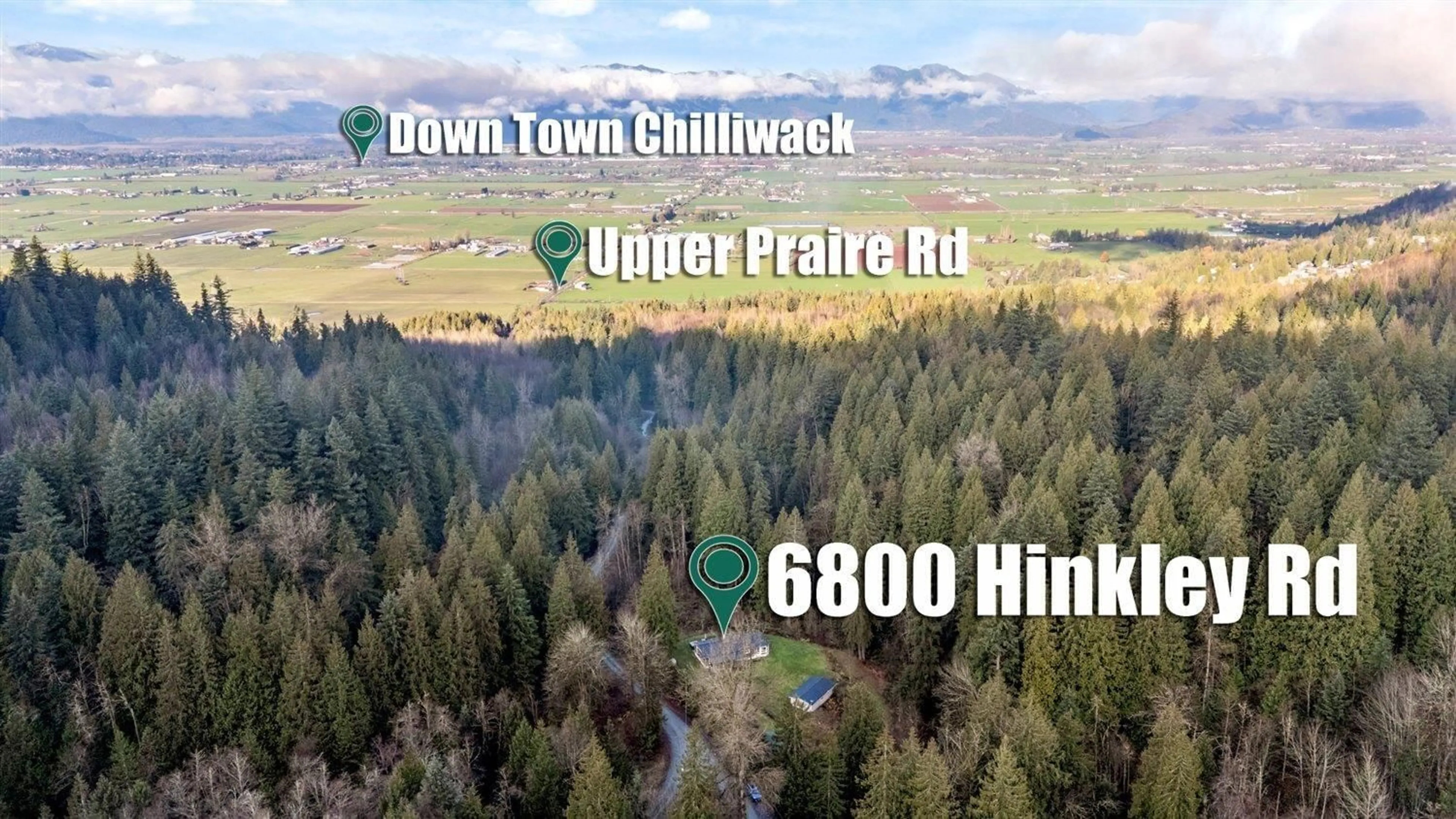 A pic from outside/outdoor area/front of a property/back of a property/a pic from drone, forest/trees view for 6800 HINKLEY ROAD, Chilliwack British Columbia V4Z1J4