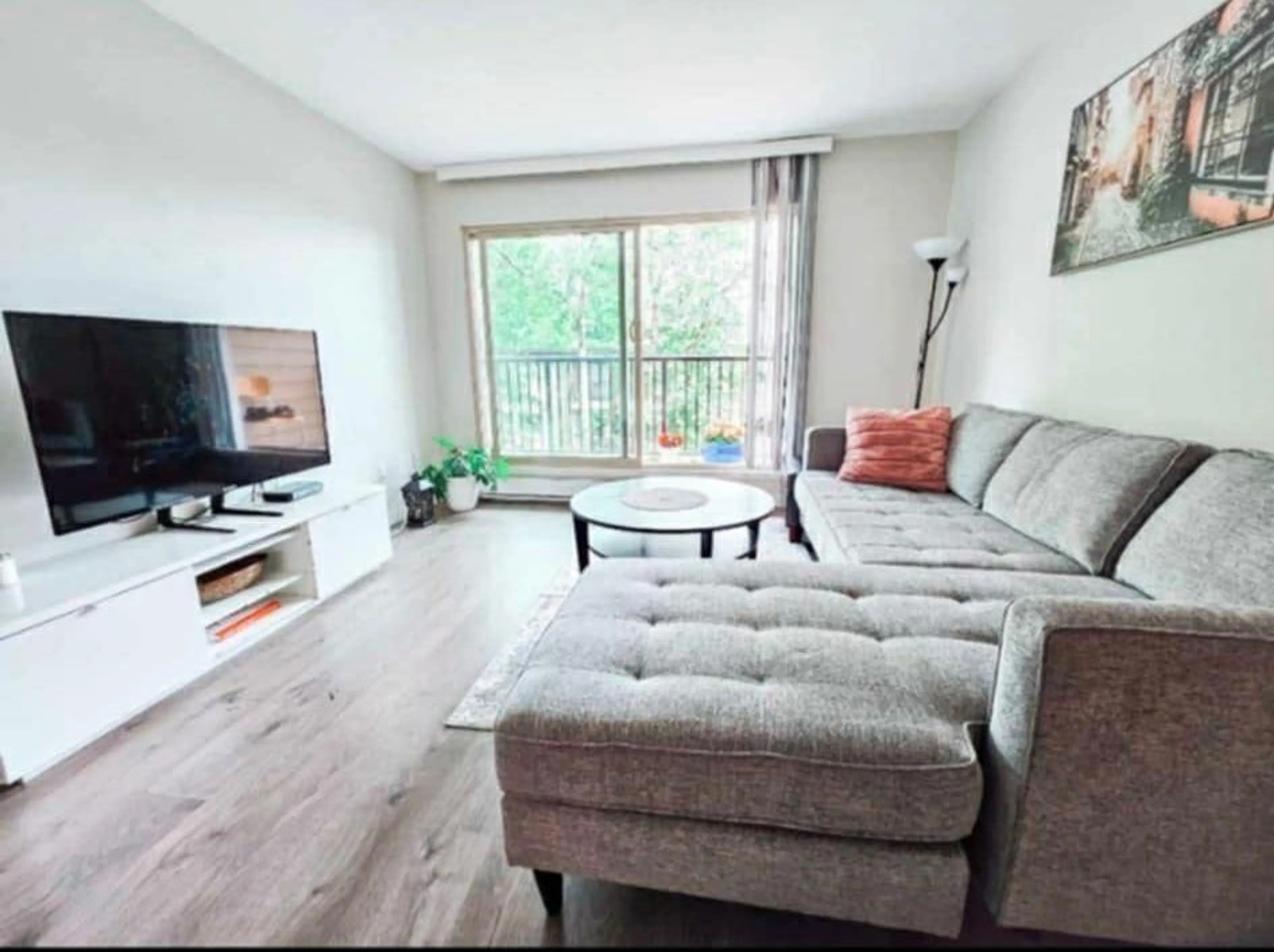 Living room with furniture, wood/laminate floor for 206 - 10438 148 STREET, Surrey British Columbia V3R8S9