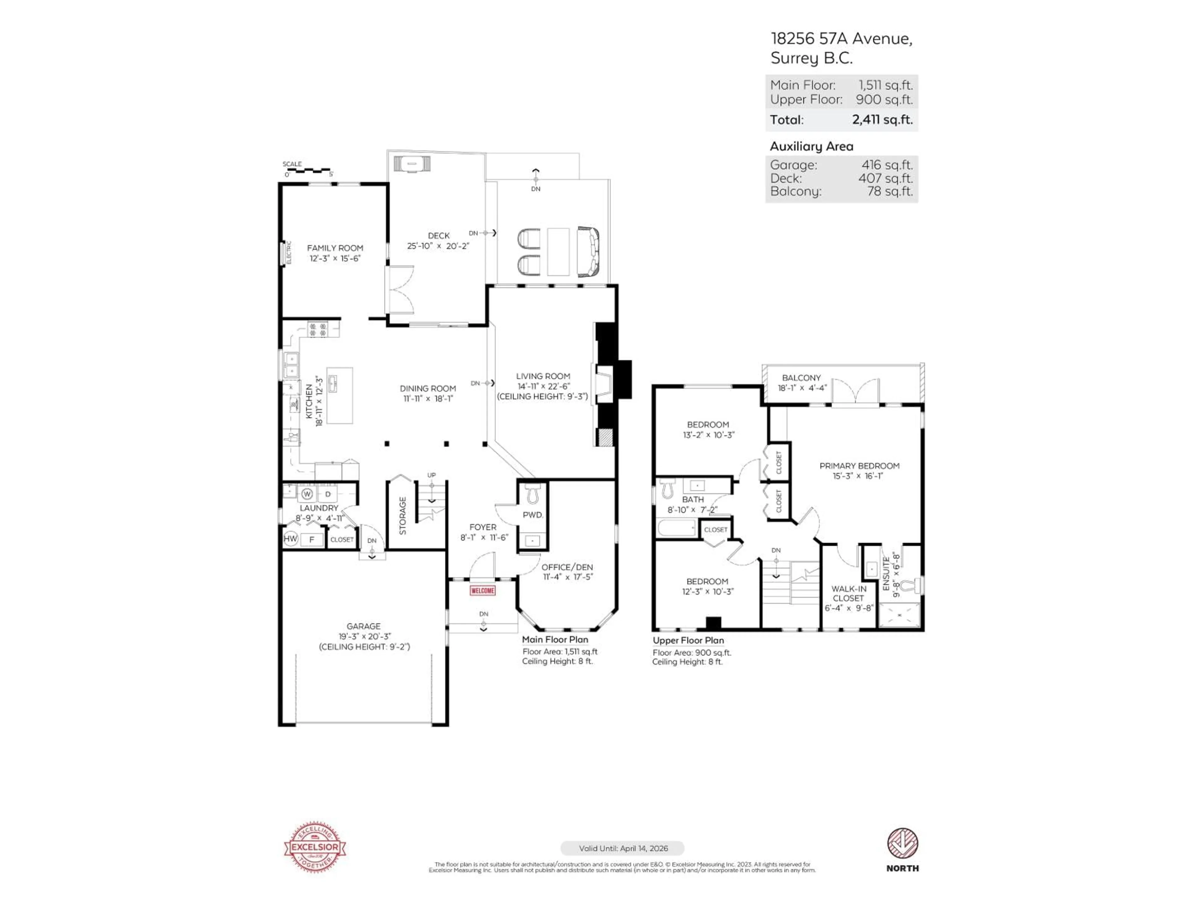 Floor plan for 18256 57A AVENUE, Surrey British Columbia V3S6E5