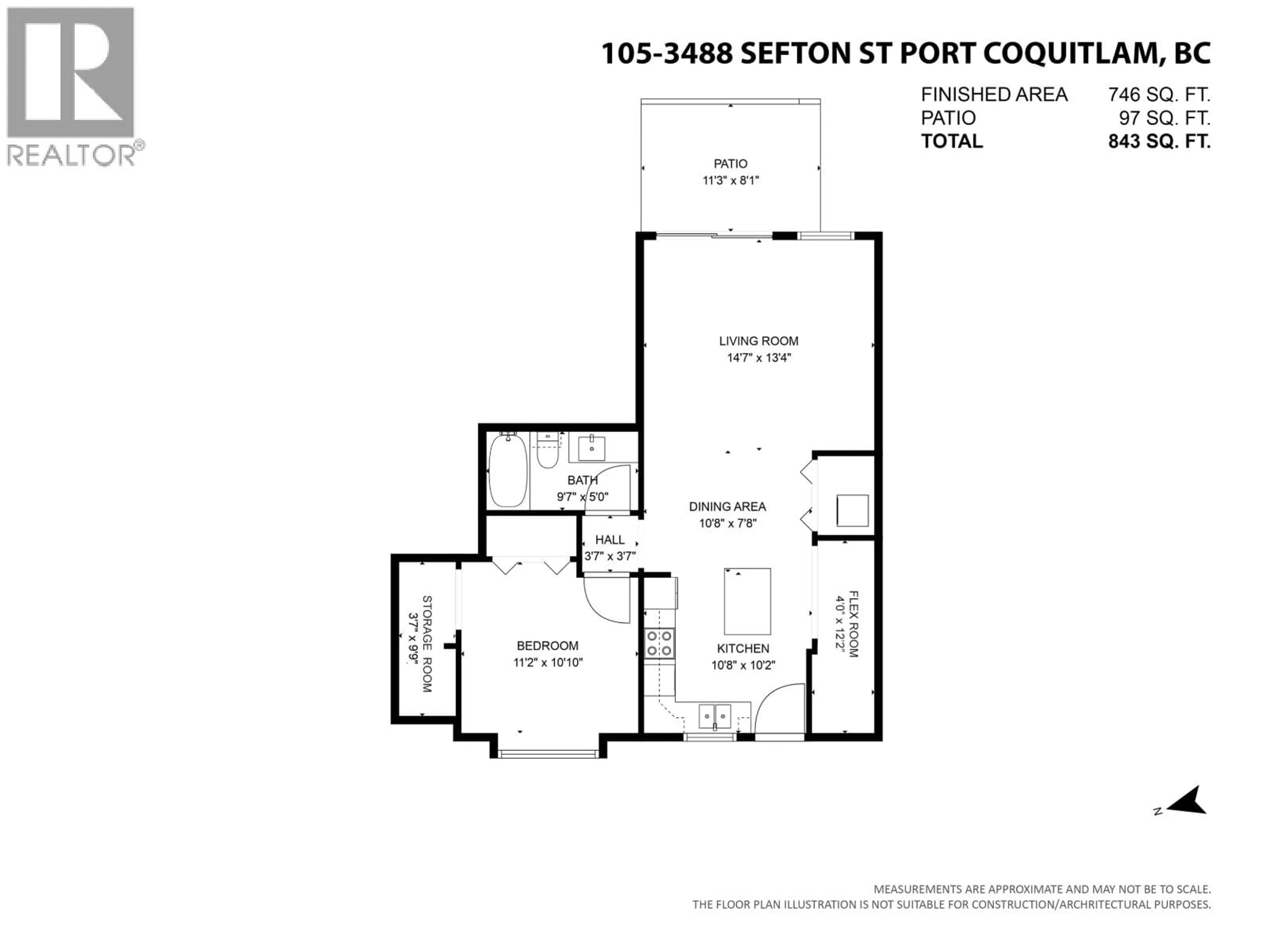 Floor plan for 105 - 3488 SEFTON STREET, Port Coquitlam British Columbia V3B3R2