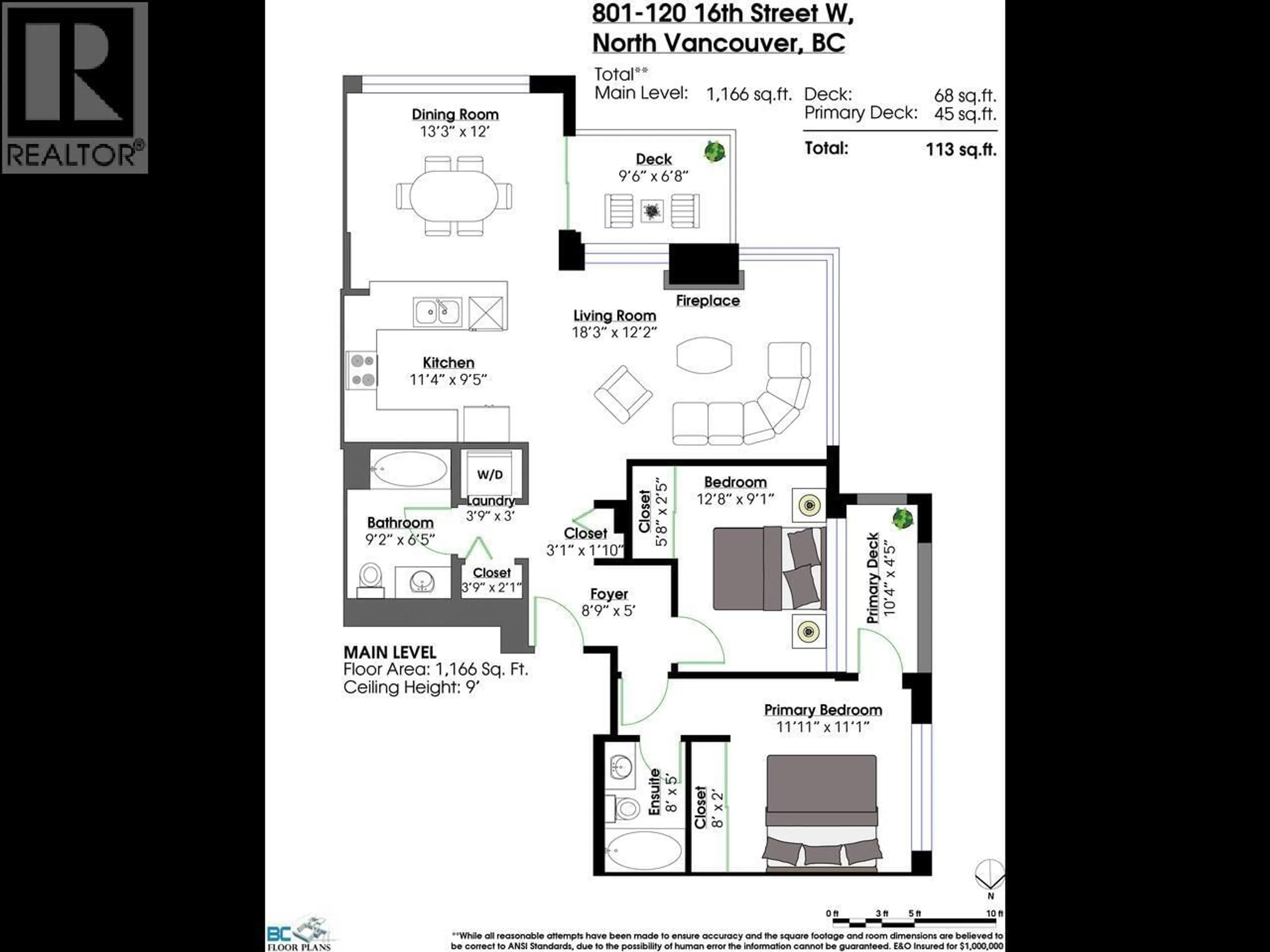 Floor plan for 801 - 120 16TH STREET, North Vancouver British Columbia V7M3N6