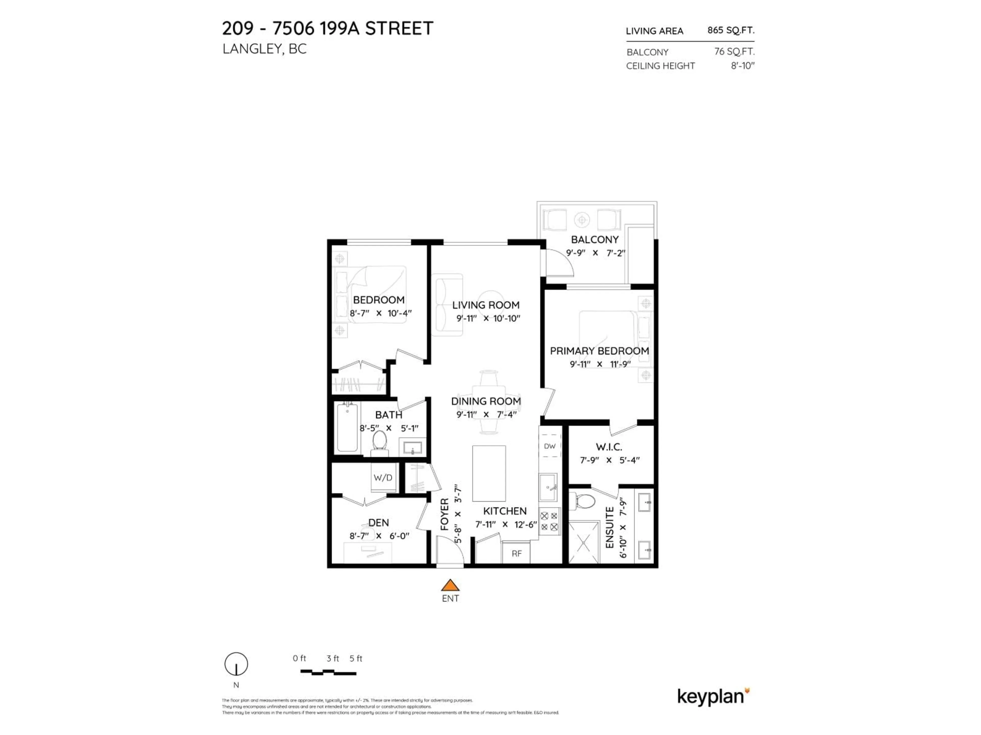 Floor plan for 209 - 7506 199A STREET, Langley British Columbia V2Y3K9