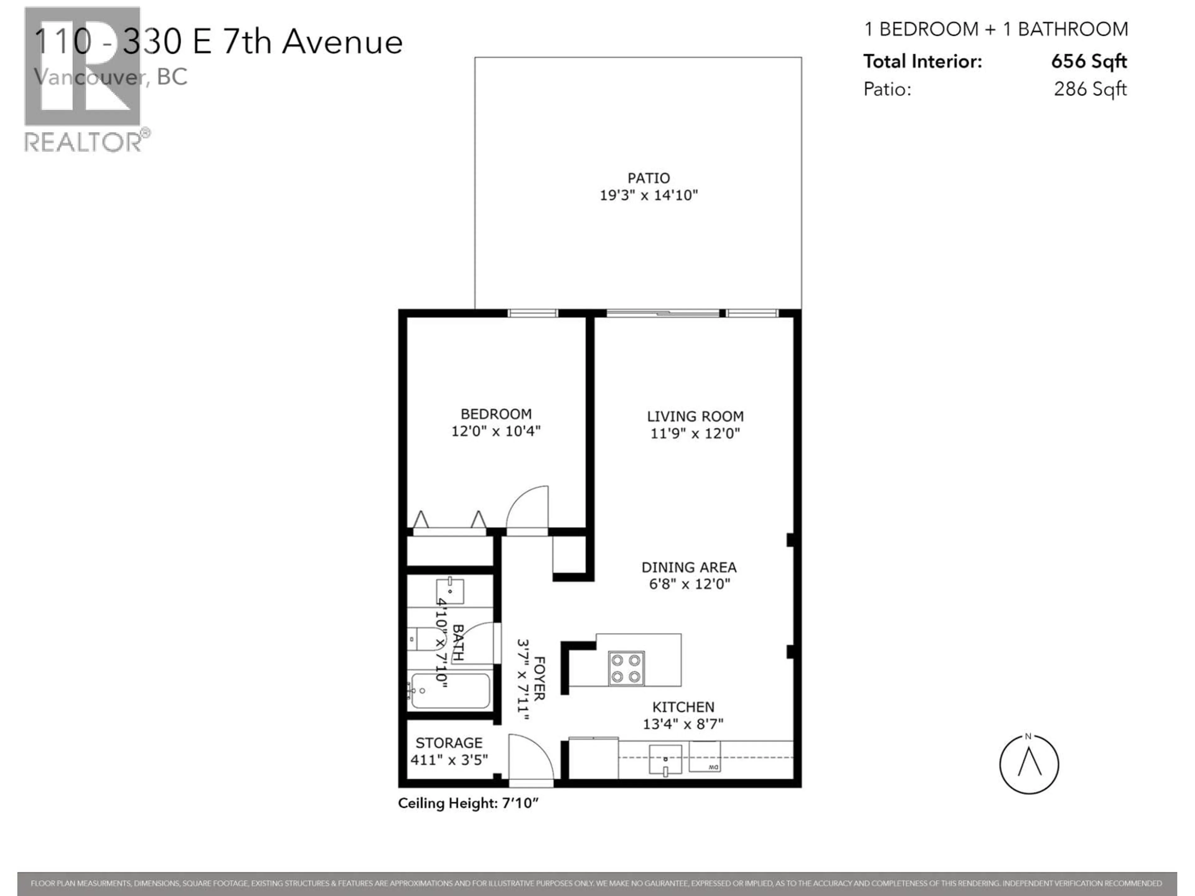 Floor plan for 110 - 330 7TH AVENUE, Vancouver British Columbia V5T4K5