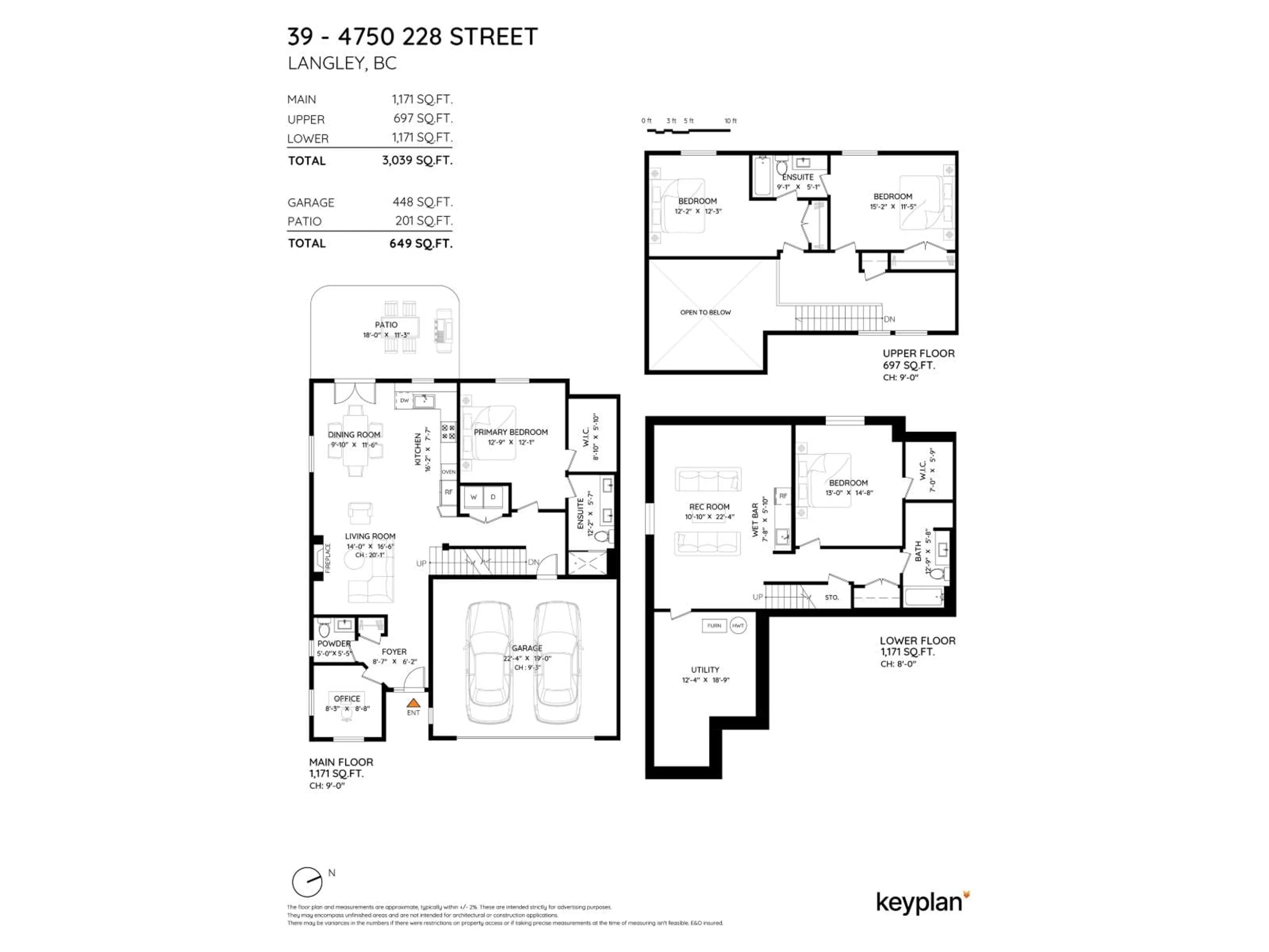Floor plan for 39 - 4750 228 STREET, Langley British Columbia V2Z0A9