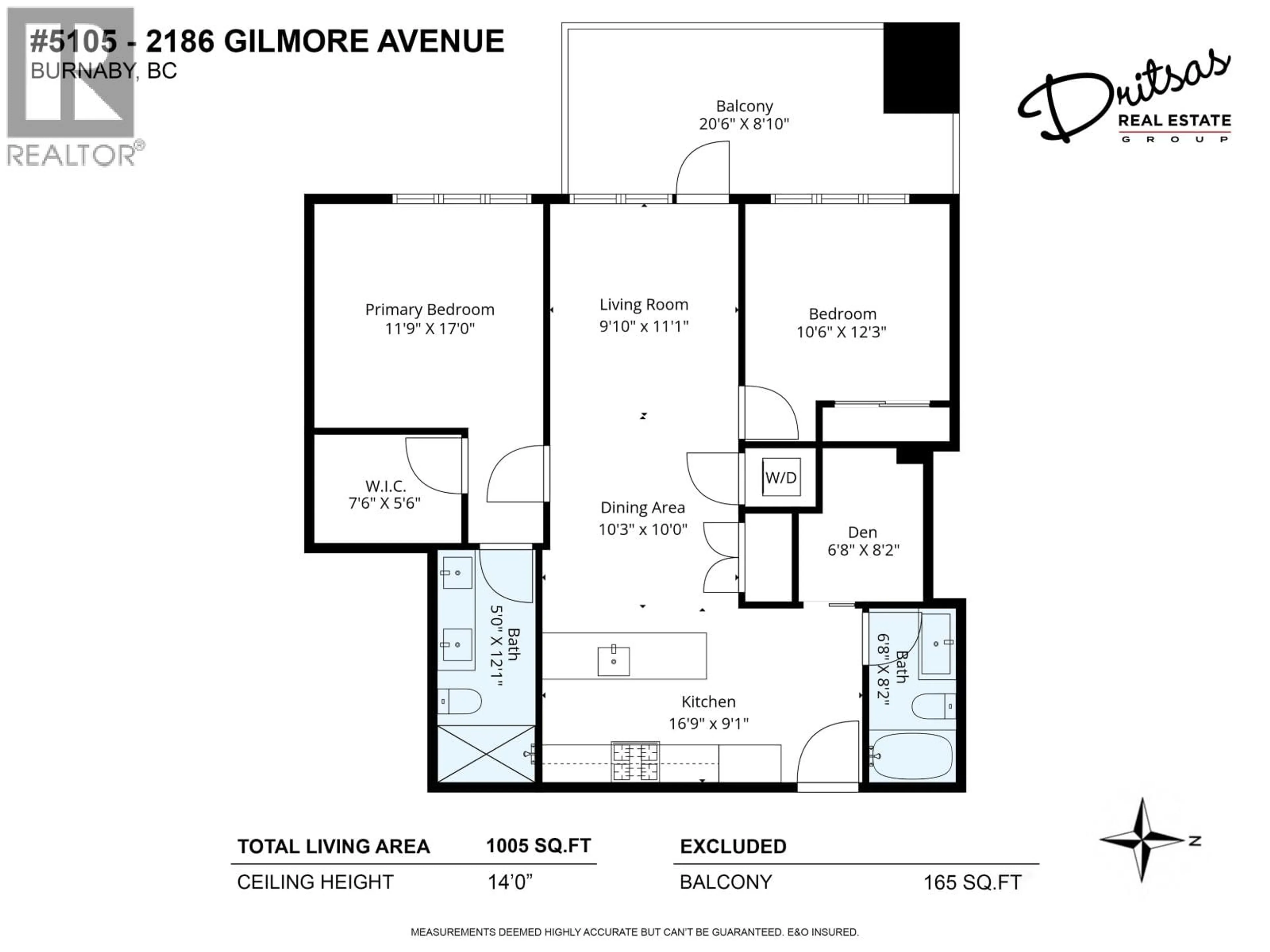 Floor plan for 5105 - 2186 GILMORE AVENUE, Burnaby British Columbia V5C0N7