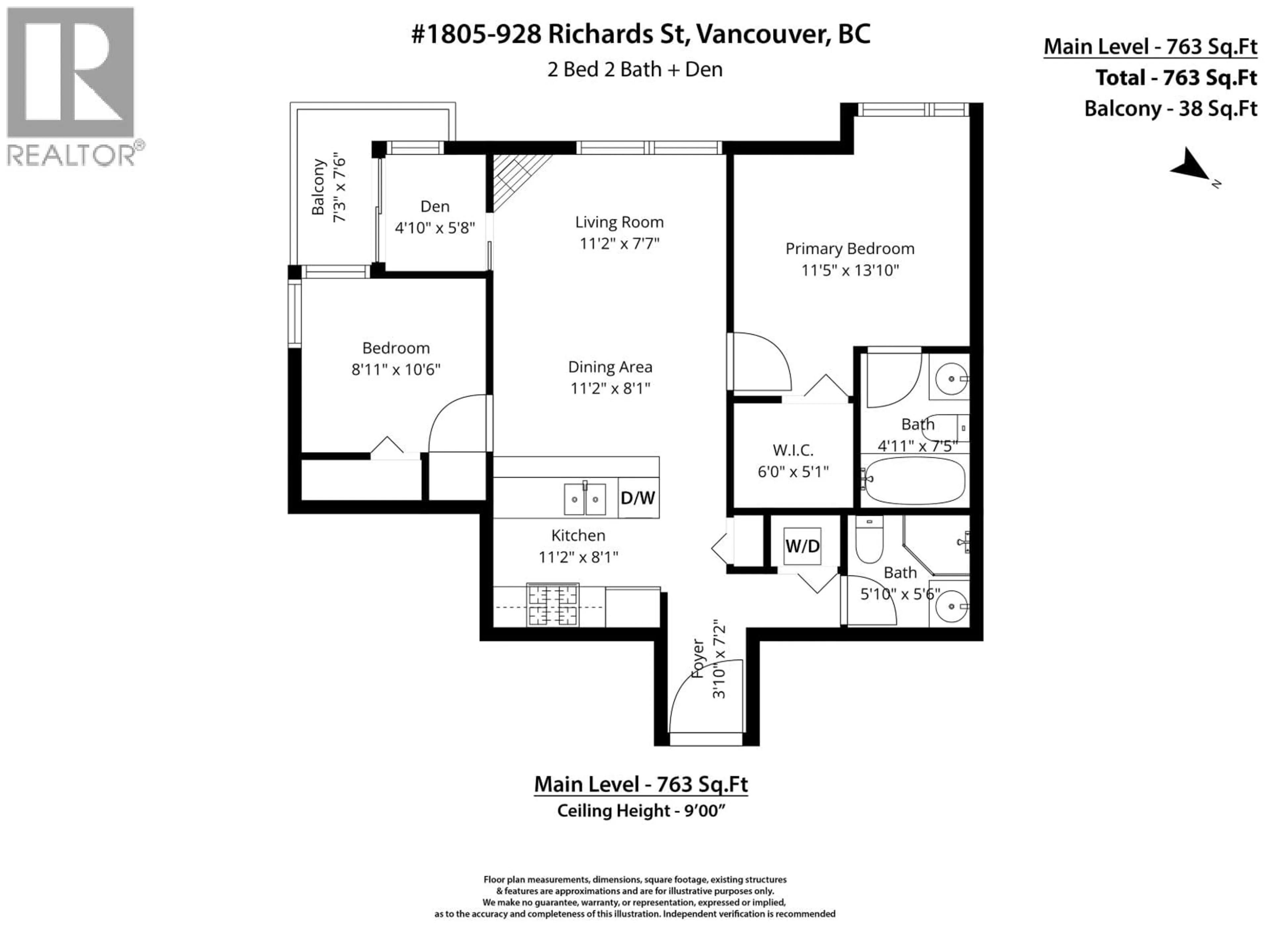 Floor plan for 1805 - 928 RICHARDS STREET, Vancouver British Columbia V6B6P6