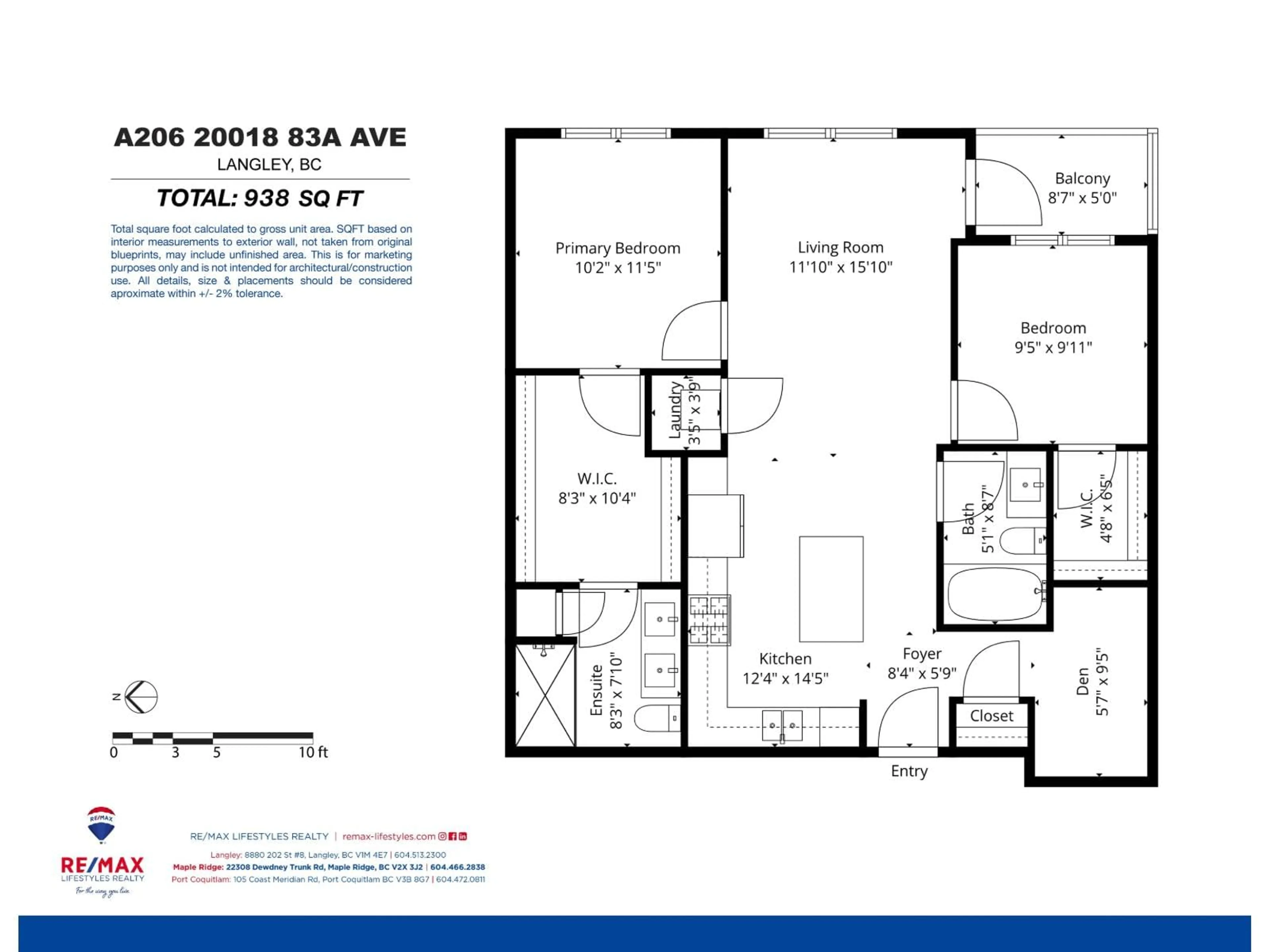 Floor plan for A206 - 20018 83A AVENUE, Langley British Columbia V2Y3P2