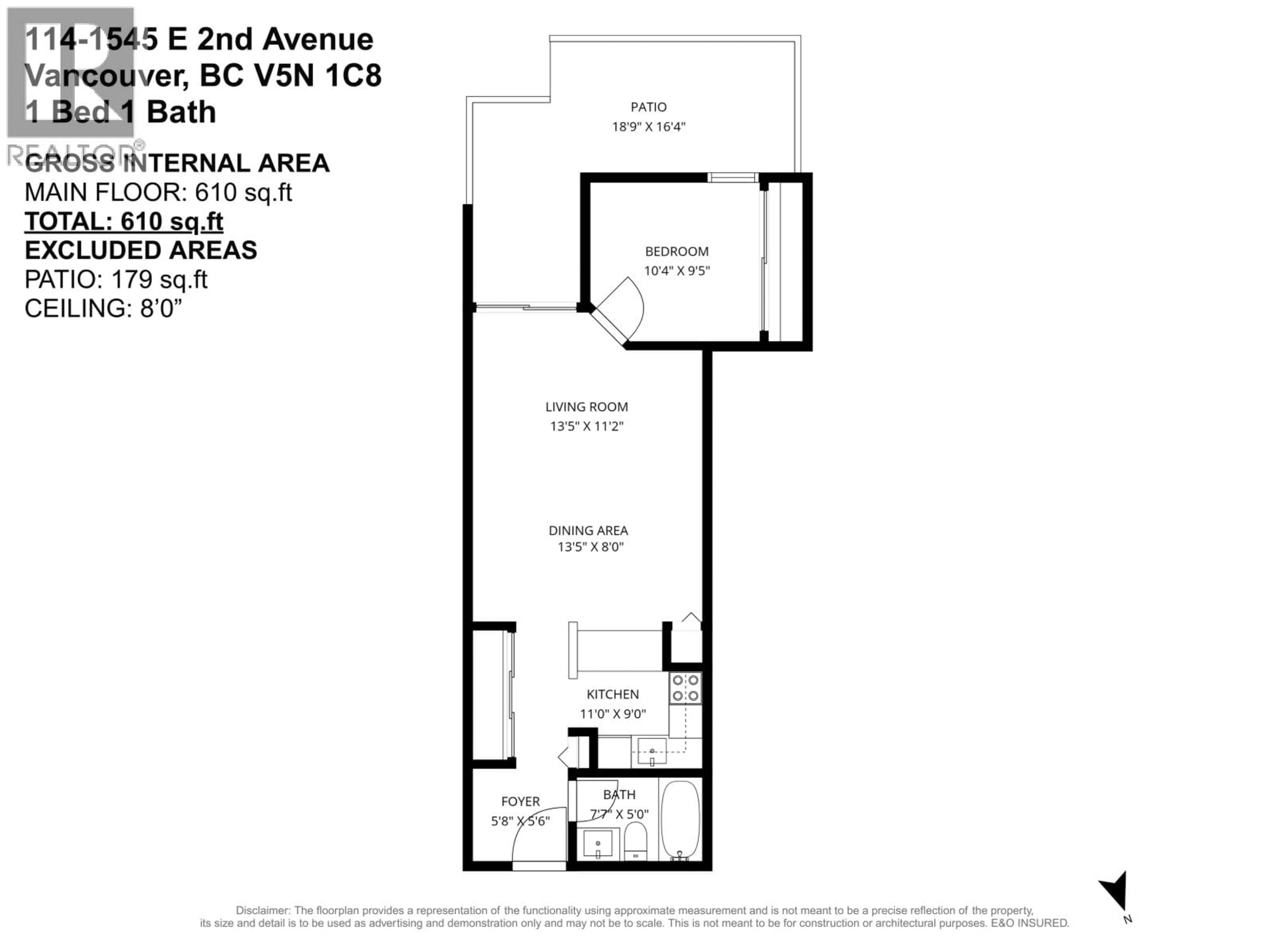 Floor plan for 114 - 1545 E 2ND AVENUE, Vancouver British Columbia V5N1C8
