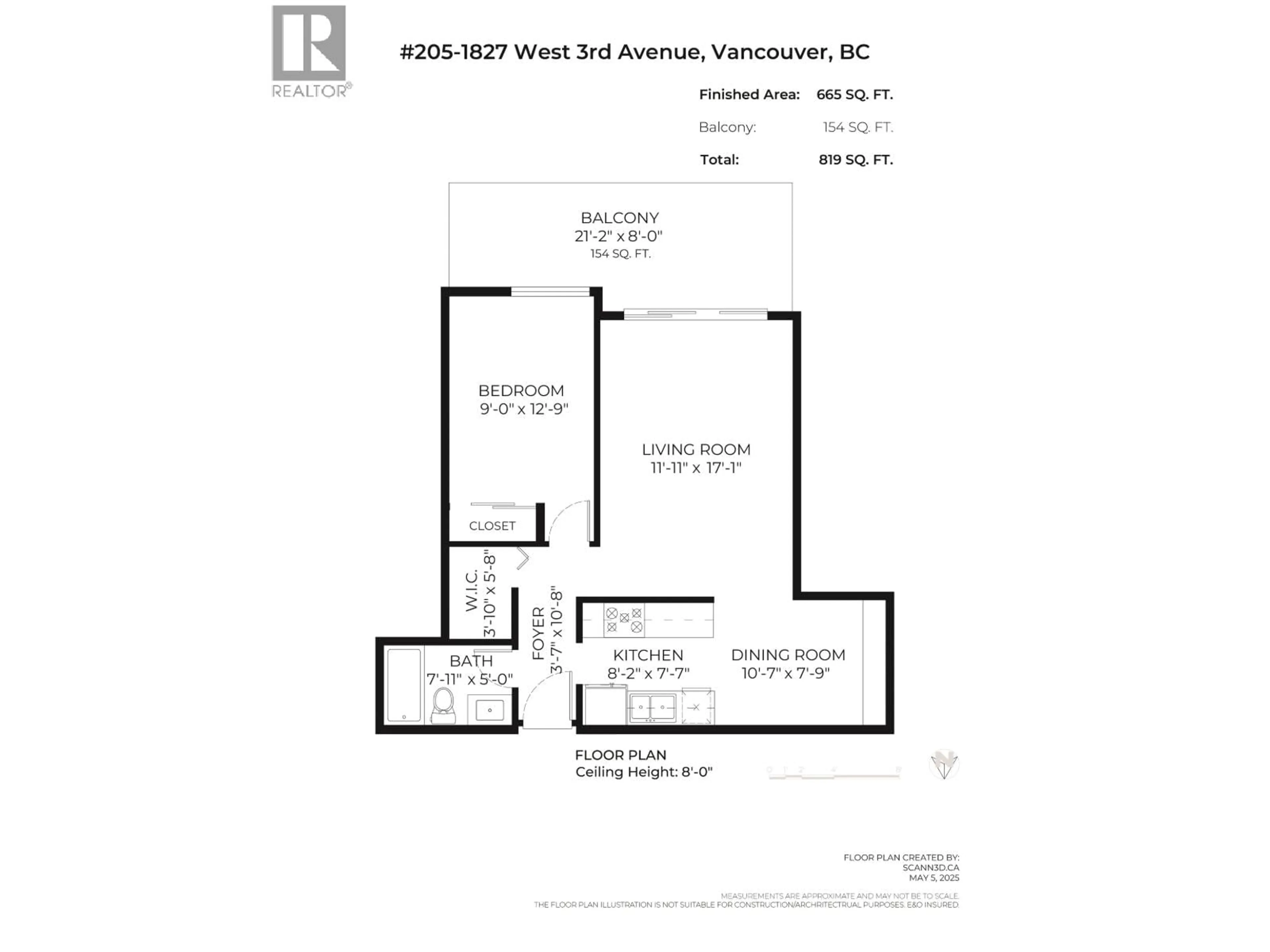 Floor plan for 205 - 1827 3RD AVENUE, Vancouver British Columbia V6J1K9