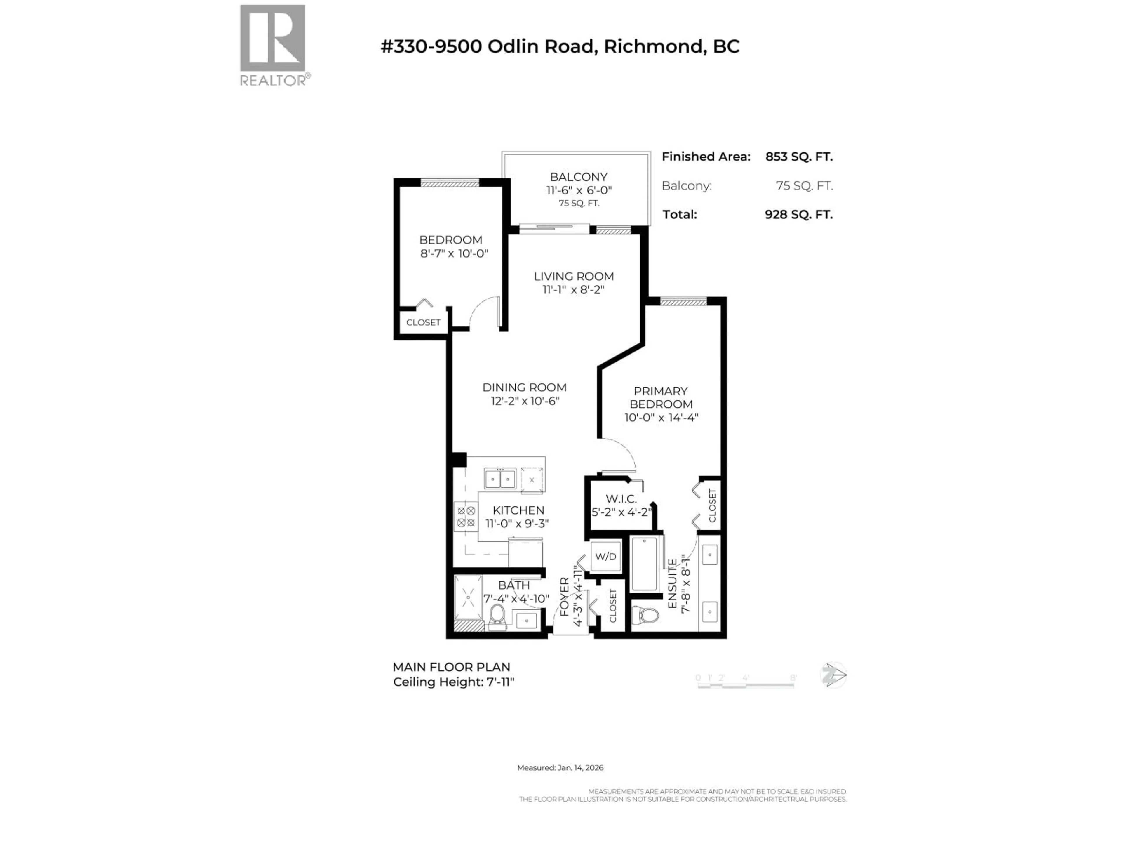 Floor plan for 330 - 9500 ODLIN ROAD, Richmond British Columbia V6X1C9