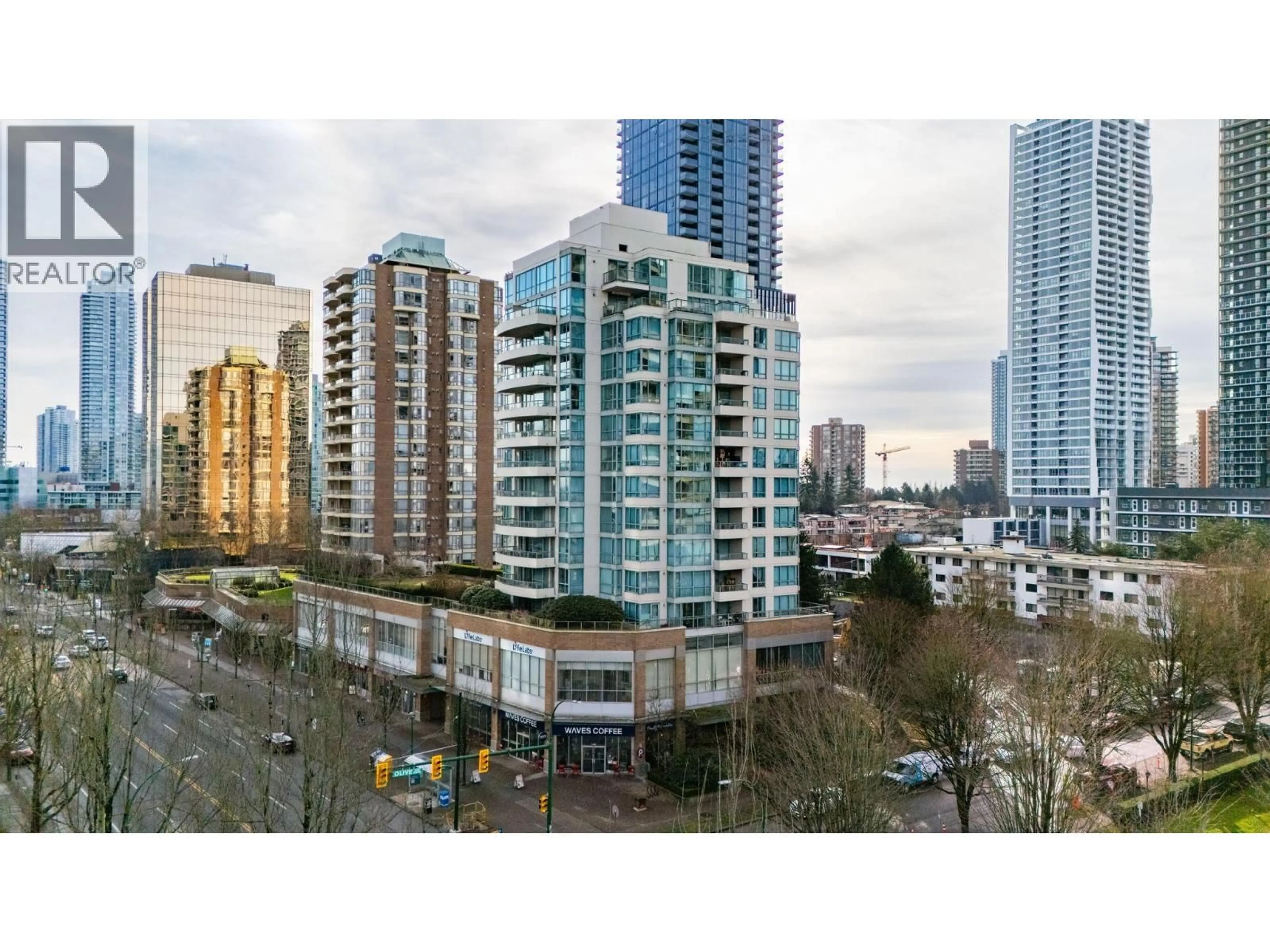 A pic from outside/outdoor area/front of a property/back of a property/a pic from drone, city buildings view from balcony for 801 - 5848 OLIVE AVENUE, Burnaby British Columbia V5H4V6