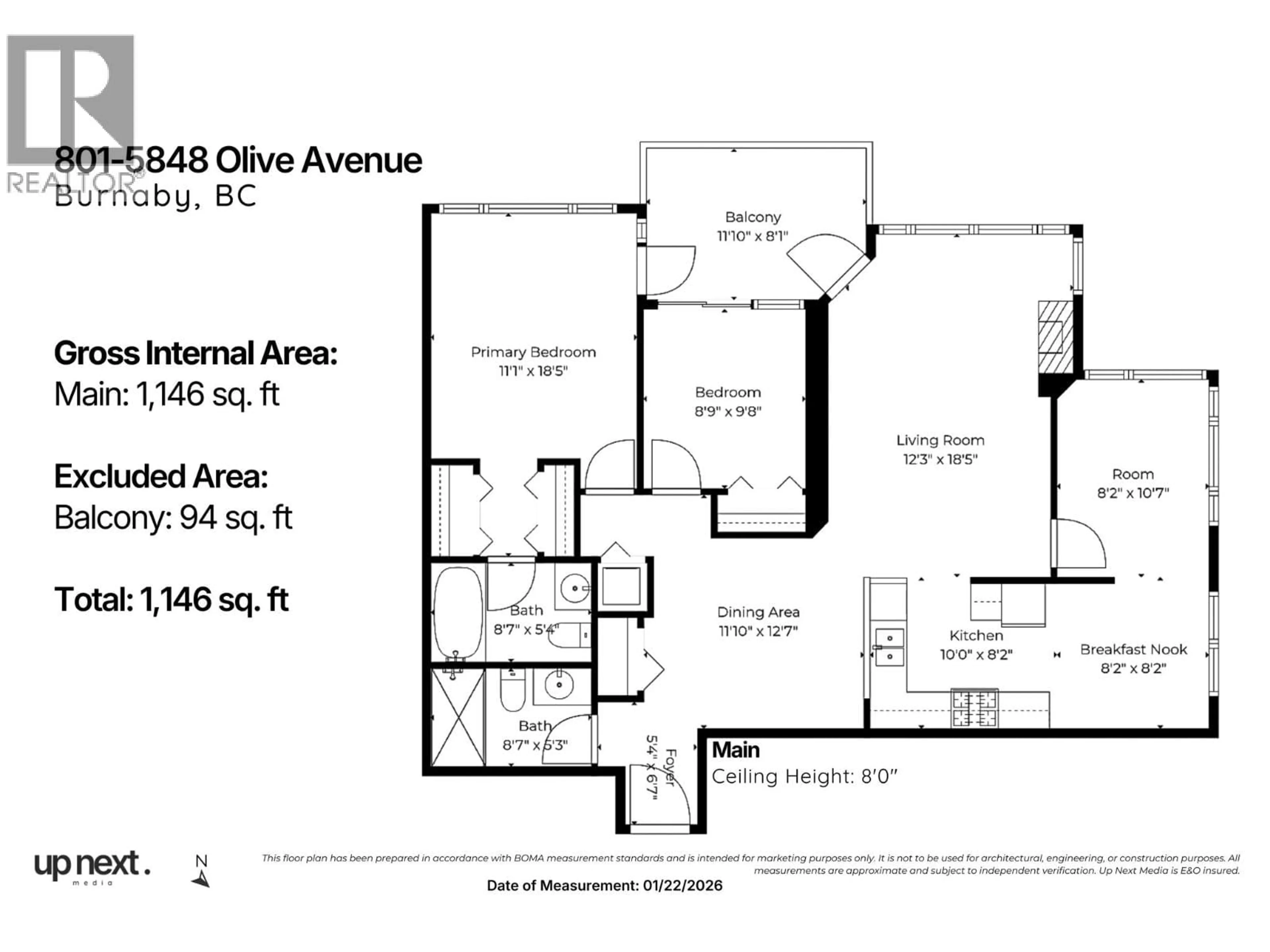 Floor plan for 801 - 5848 OLIVE AVENUE, Burnaby British Columbia V5H4V6