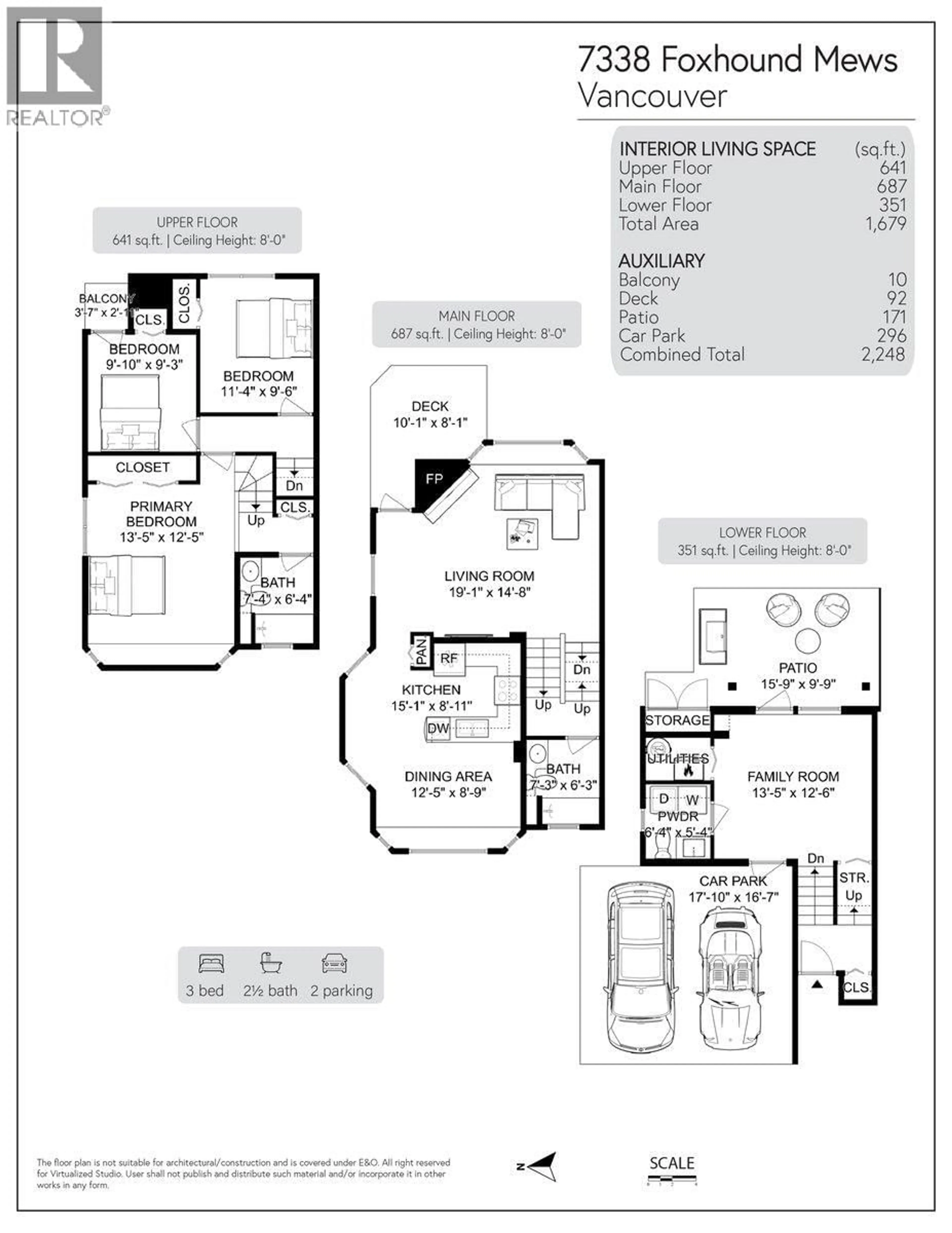 Floor plan for 7338 FOXHOUND MEWS, Vancouver British Columbia V5S4L5